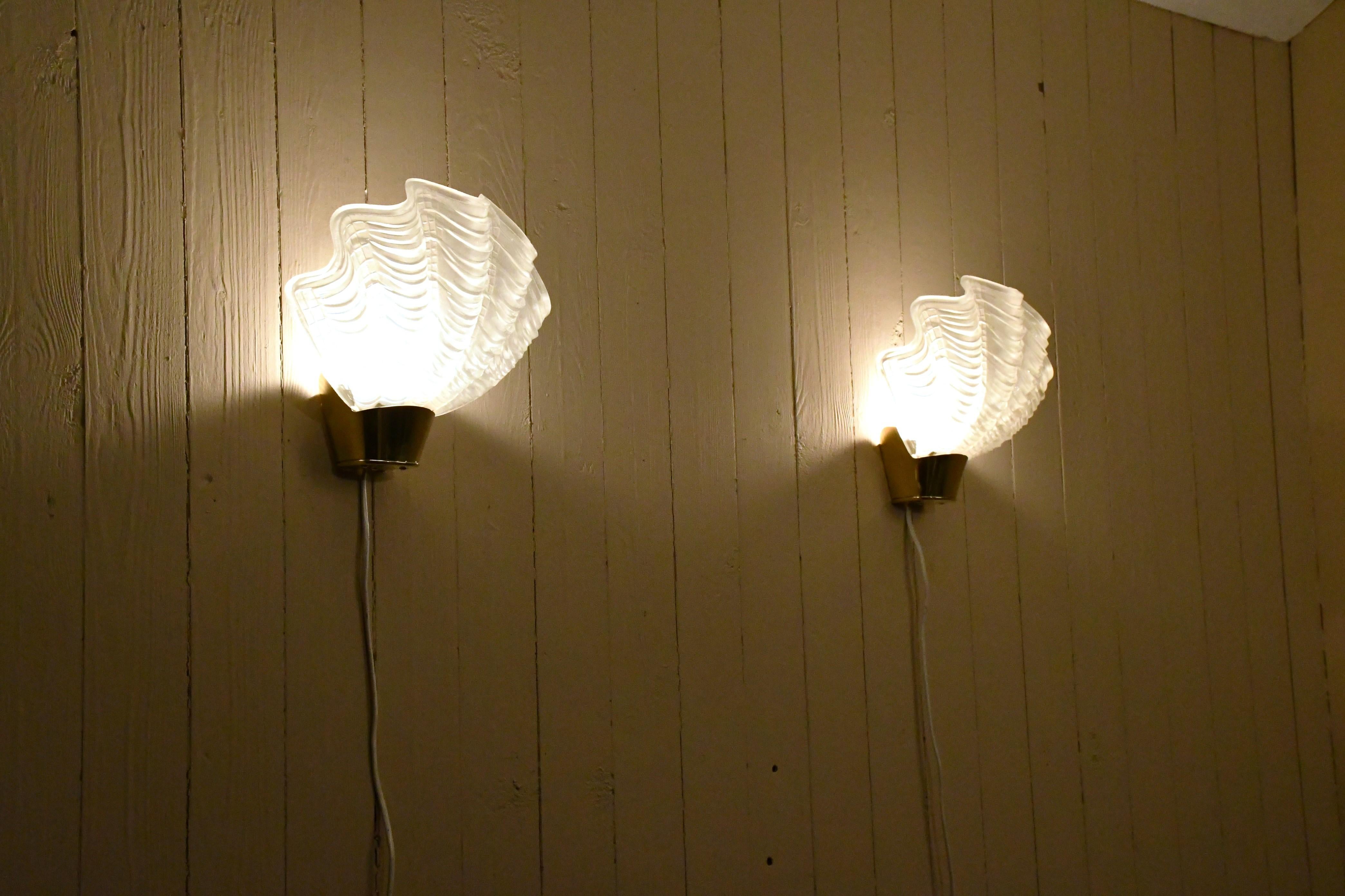 Pair Swedish Sea Shell Wall Sconces 