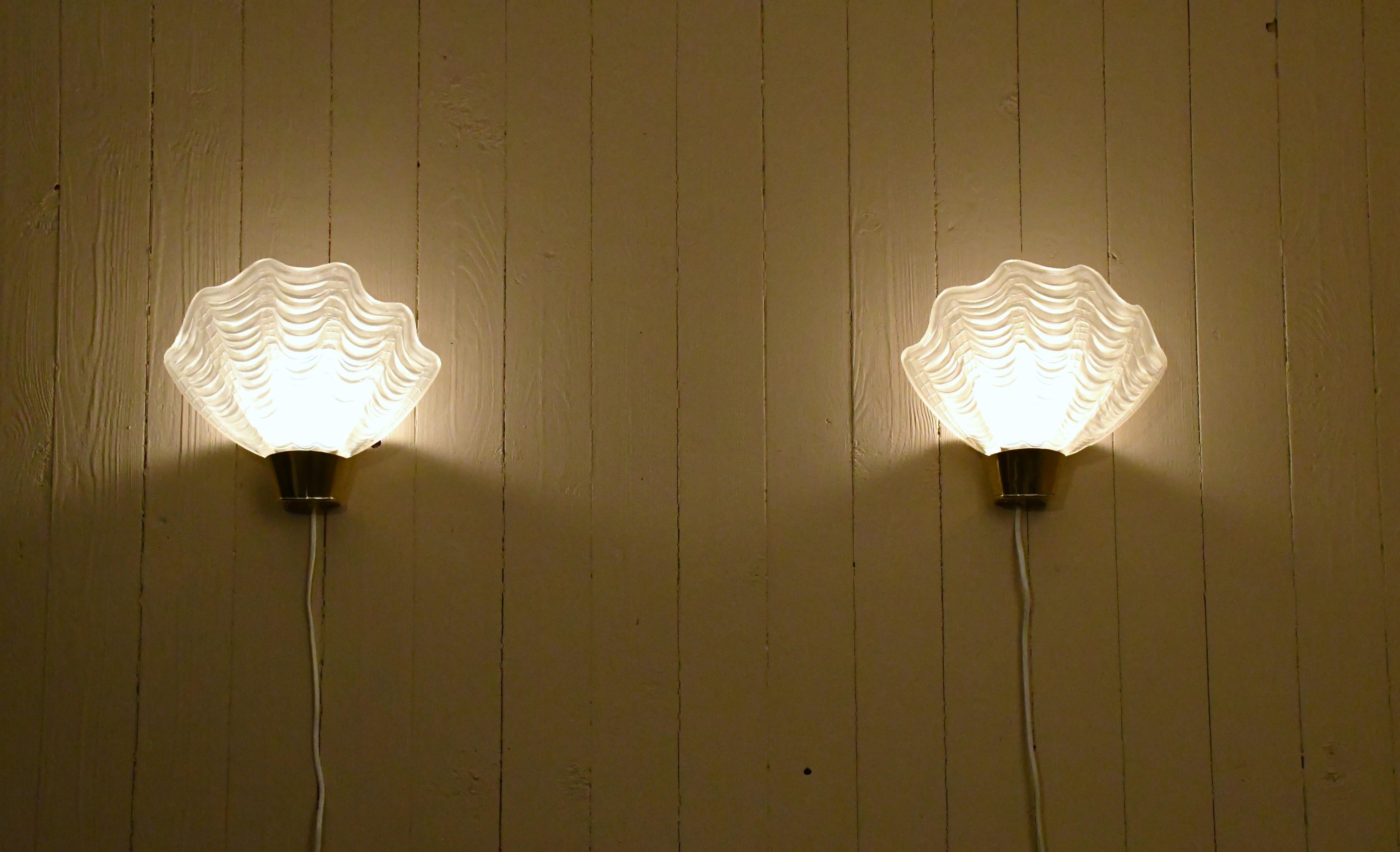 Swedish Coquille Sea Shell Wall Sconces from Asea, Late 1930s, Set of 2 For Sale 1