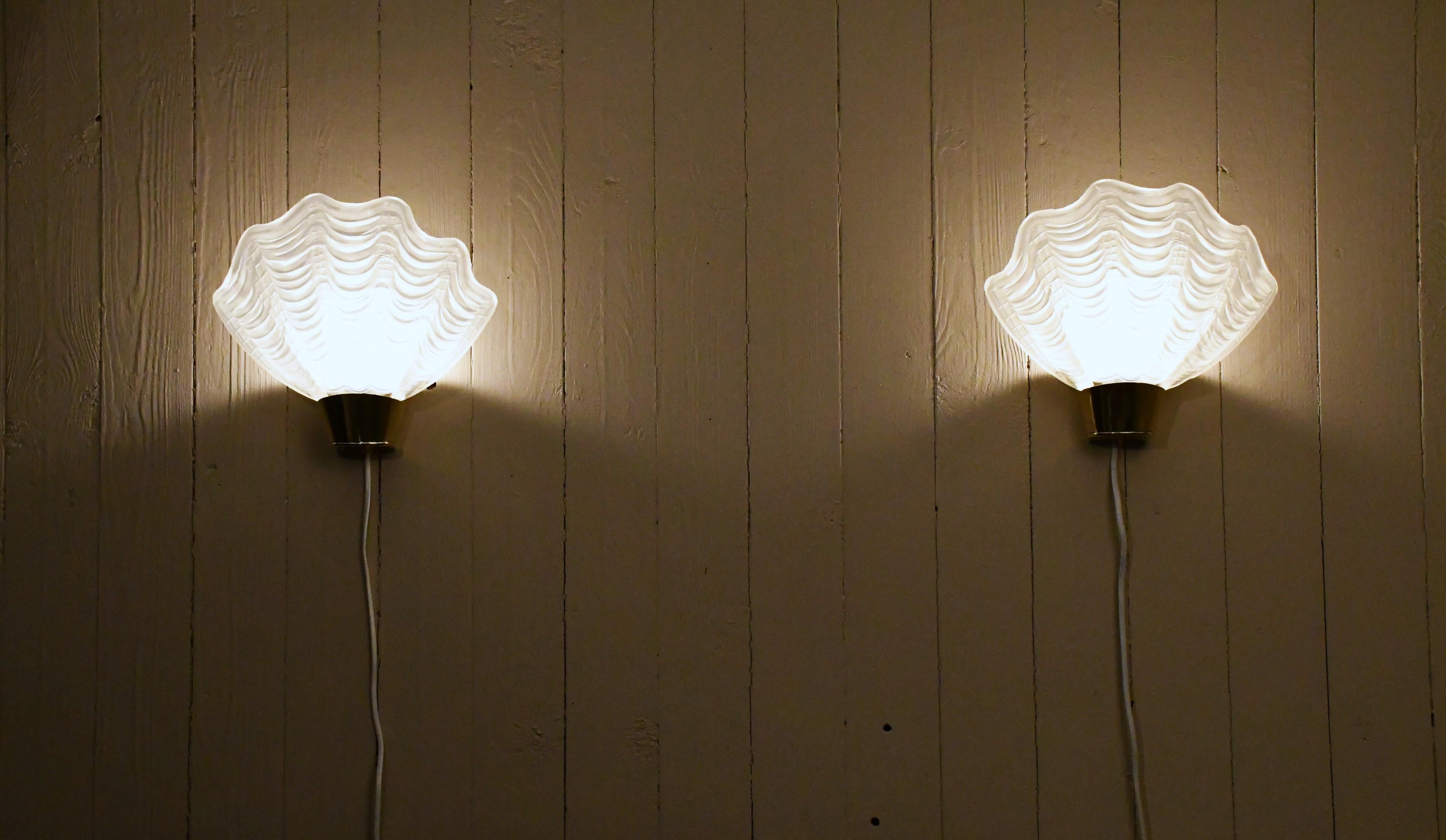 Swedish Coquille Sea Shell Wall Sconces from Asea, Late 1930s, Set of 2 For Sale 2
