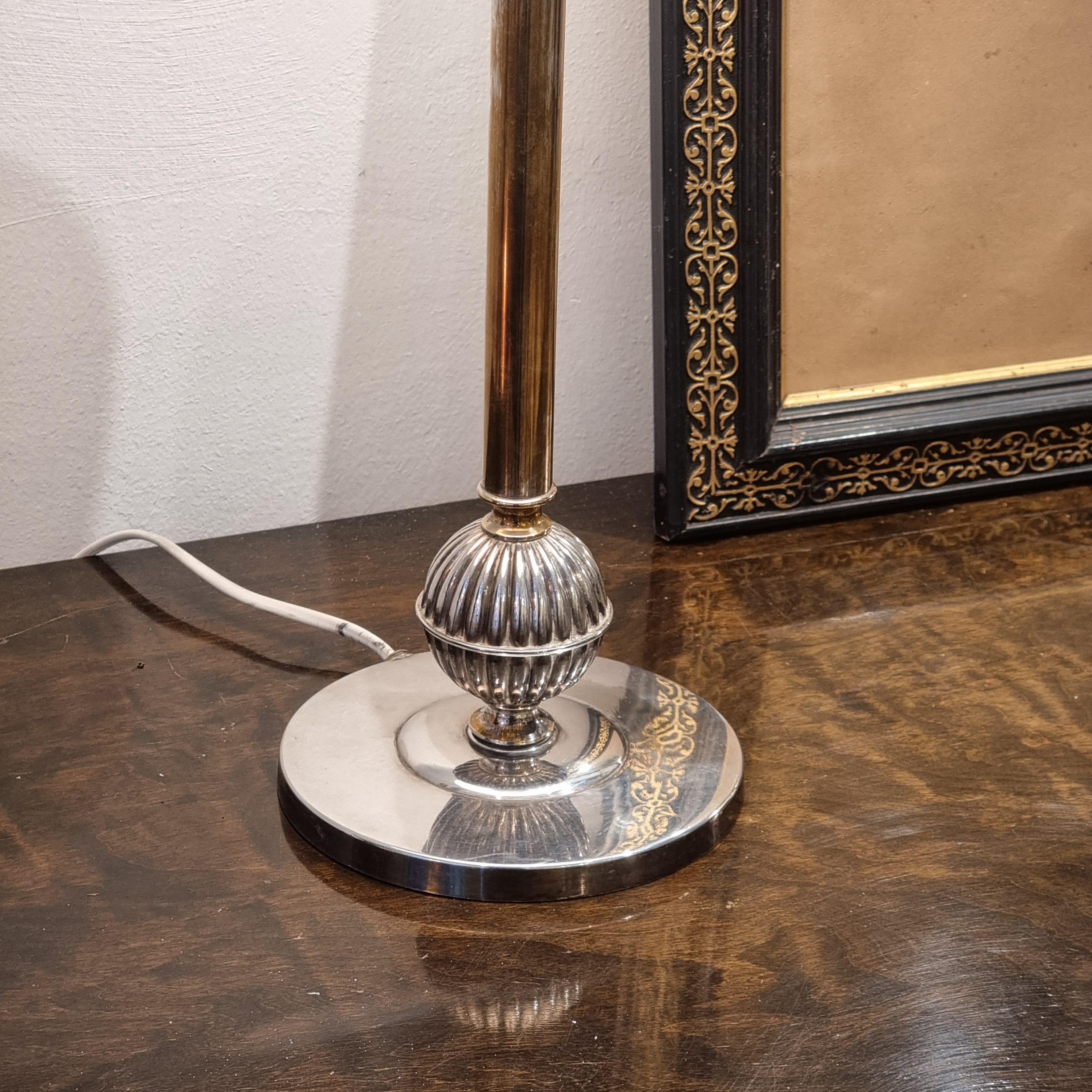 Silver Plate Swedish Court Jeweler CG Hallberg, table lamp, silver plate, Swedish Grace 1930s For Sale