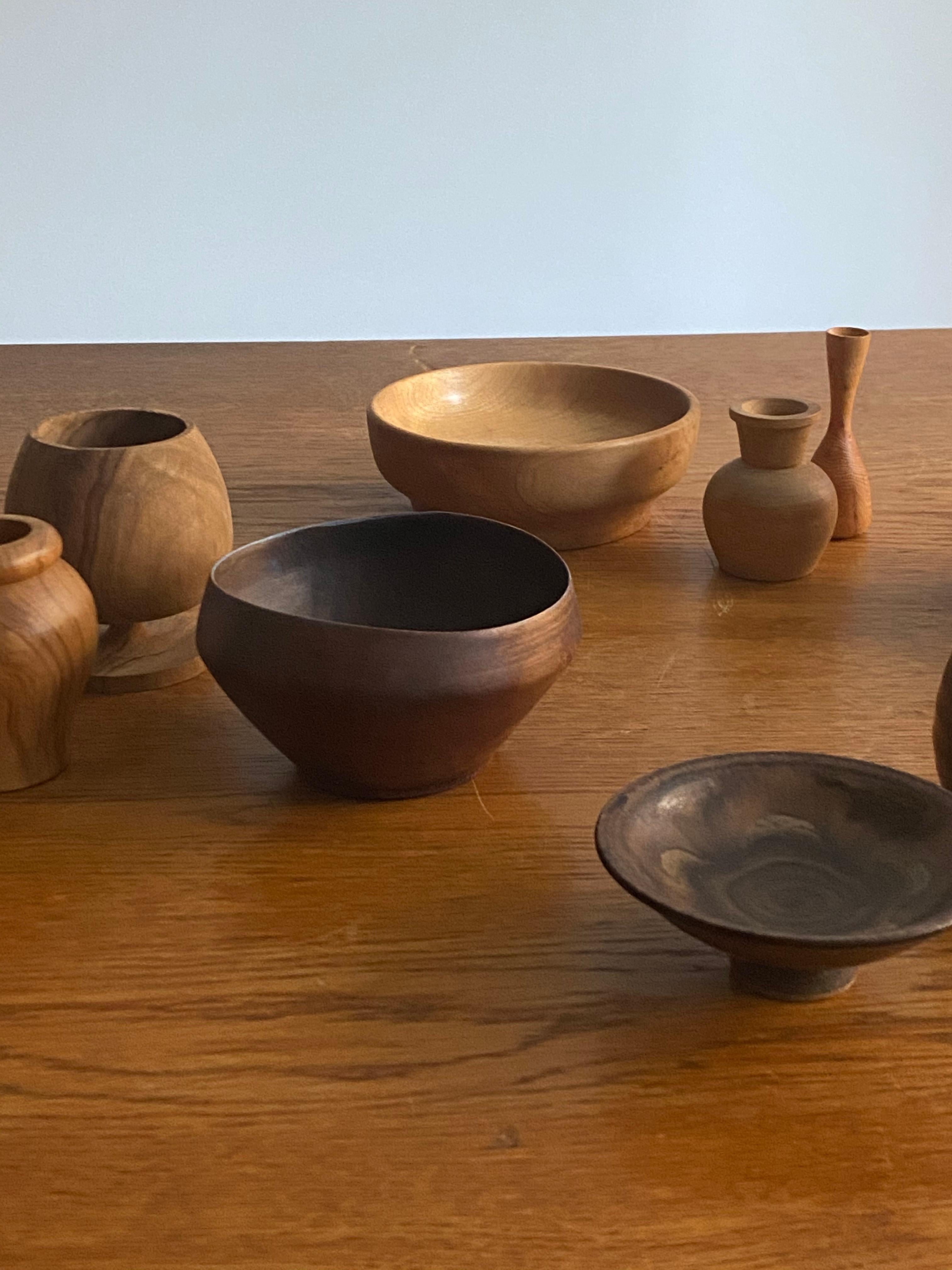 Mid-Century Modern Swedish Craft, Assorted Collection of Bowls, Wood and Ceramics, 20th Century