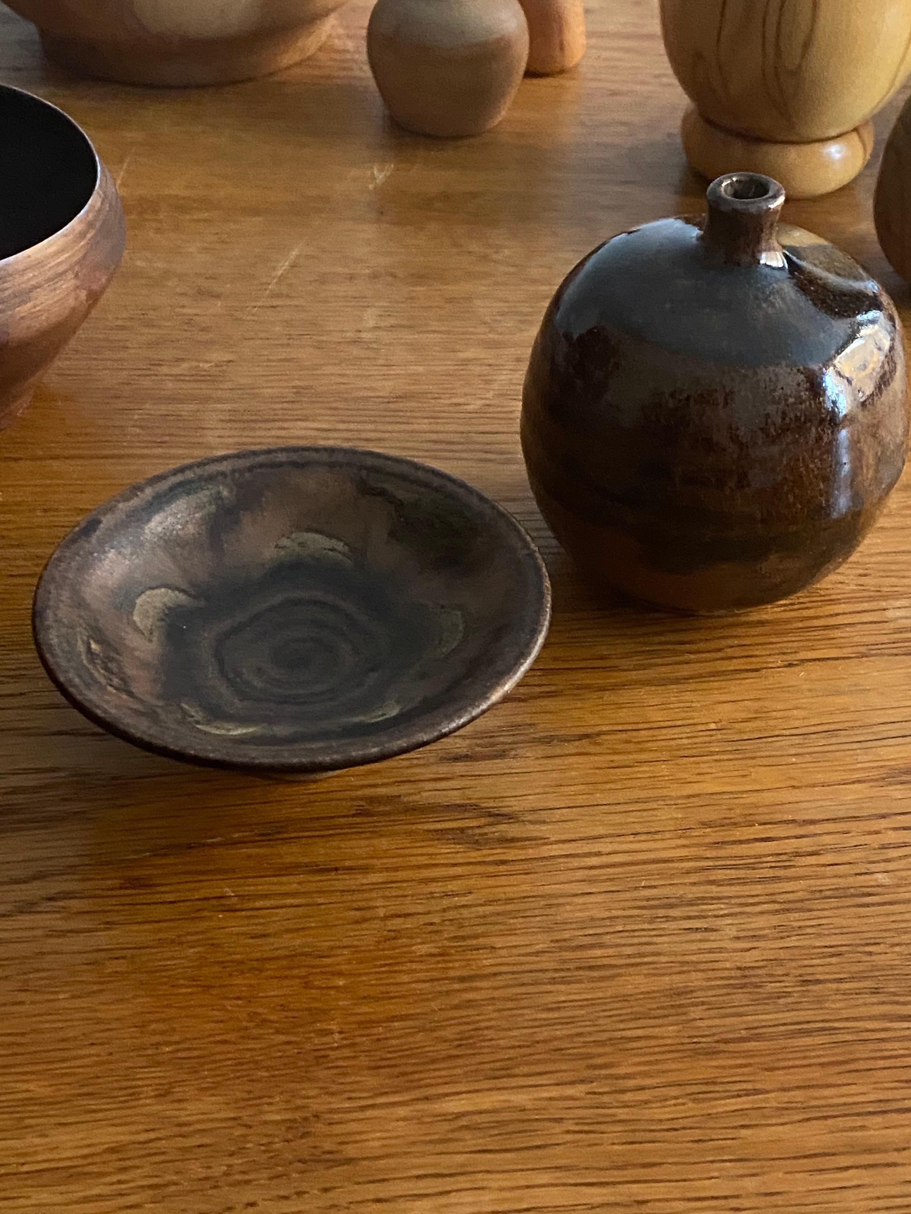 Swedish Craft, Assorted Collection of Bowls, Wood and Ceramics, 20th Century 1