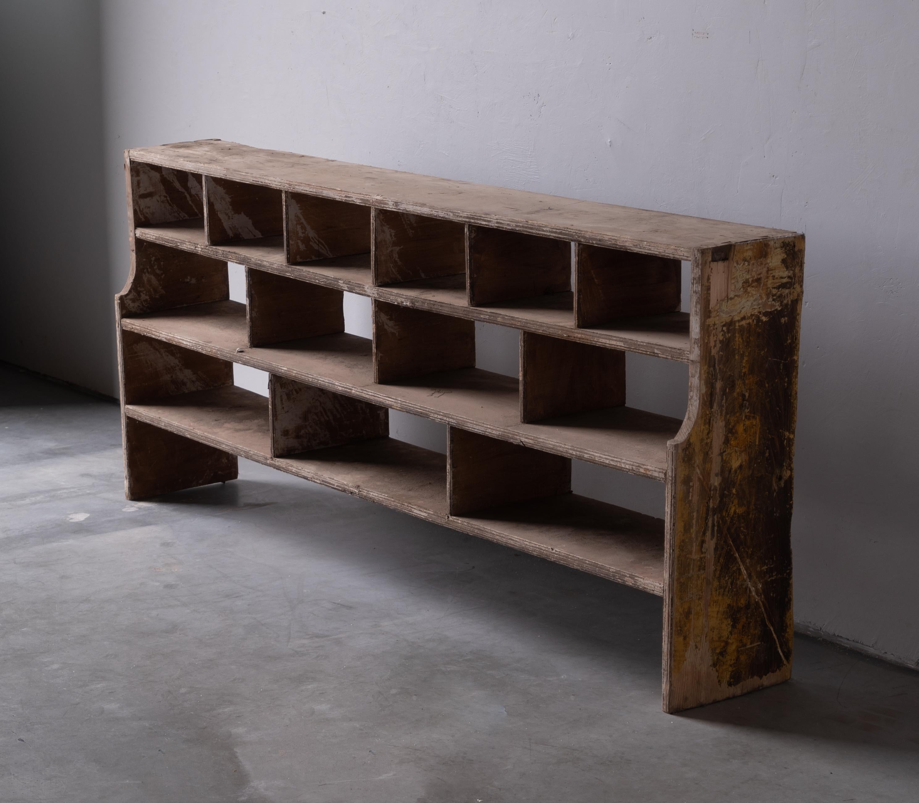 Swedish Craft, Bookcase, Pine, Nails, 19th Century Sweden In Fair Condition In High Point, NC