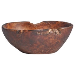 Artesanía sueca, cuenco, madera de nudo, Suecia, Siglo XIX