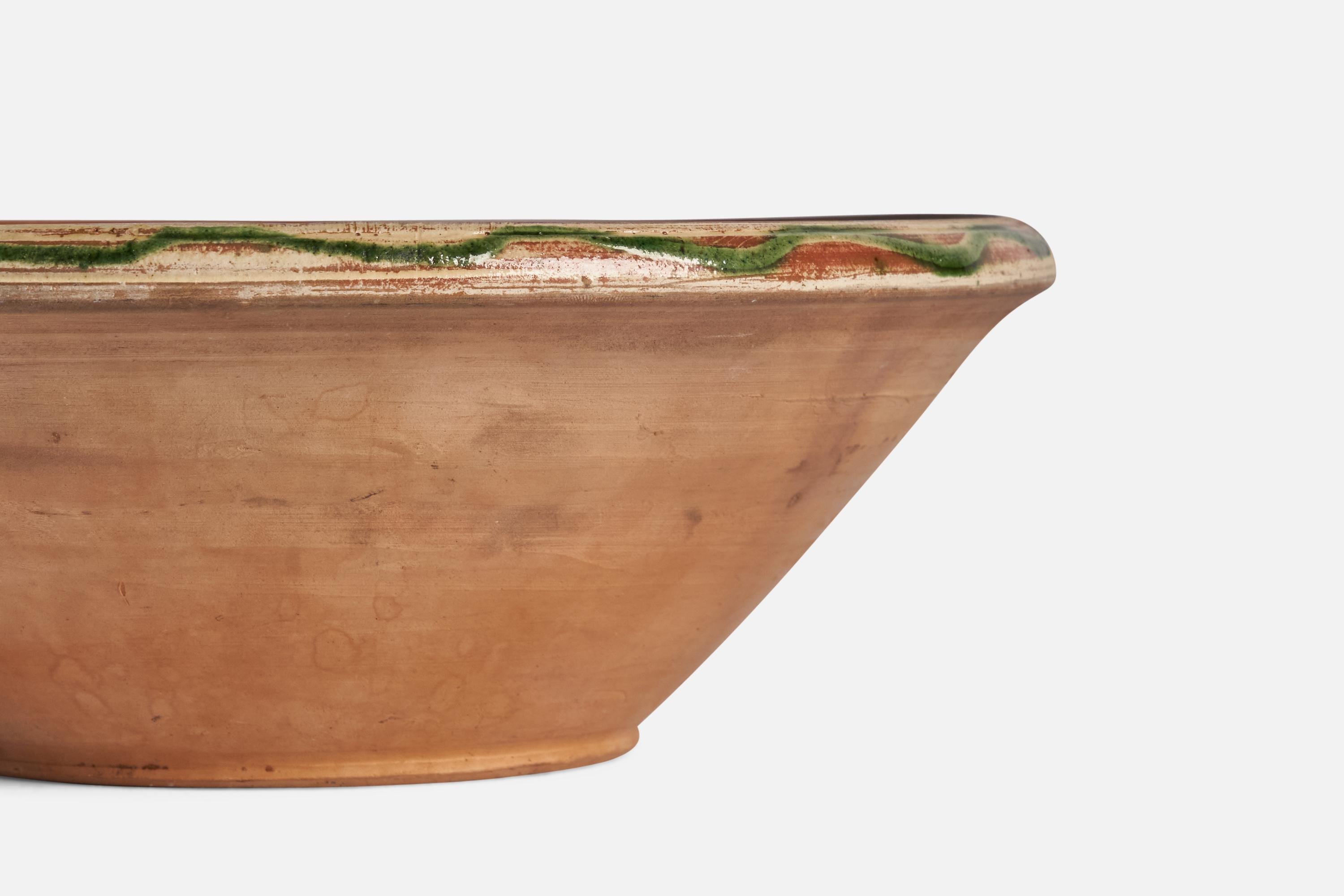 Early 20th Century Swedish Craft, Bowl, Earthenware, Sweden, 1900 For Sale