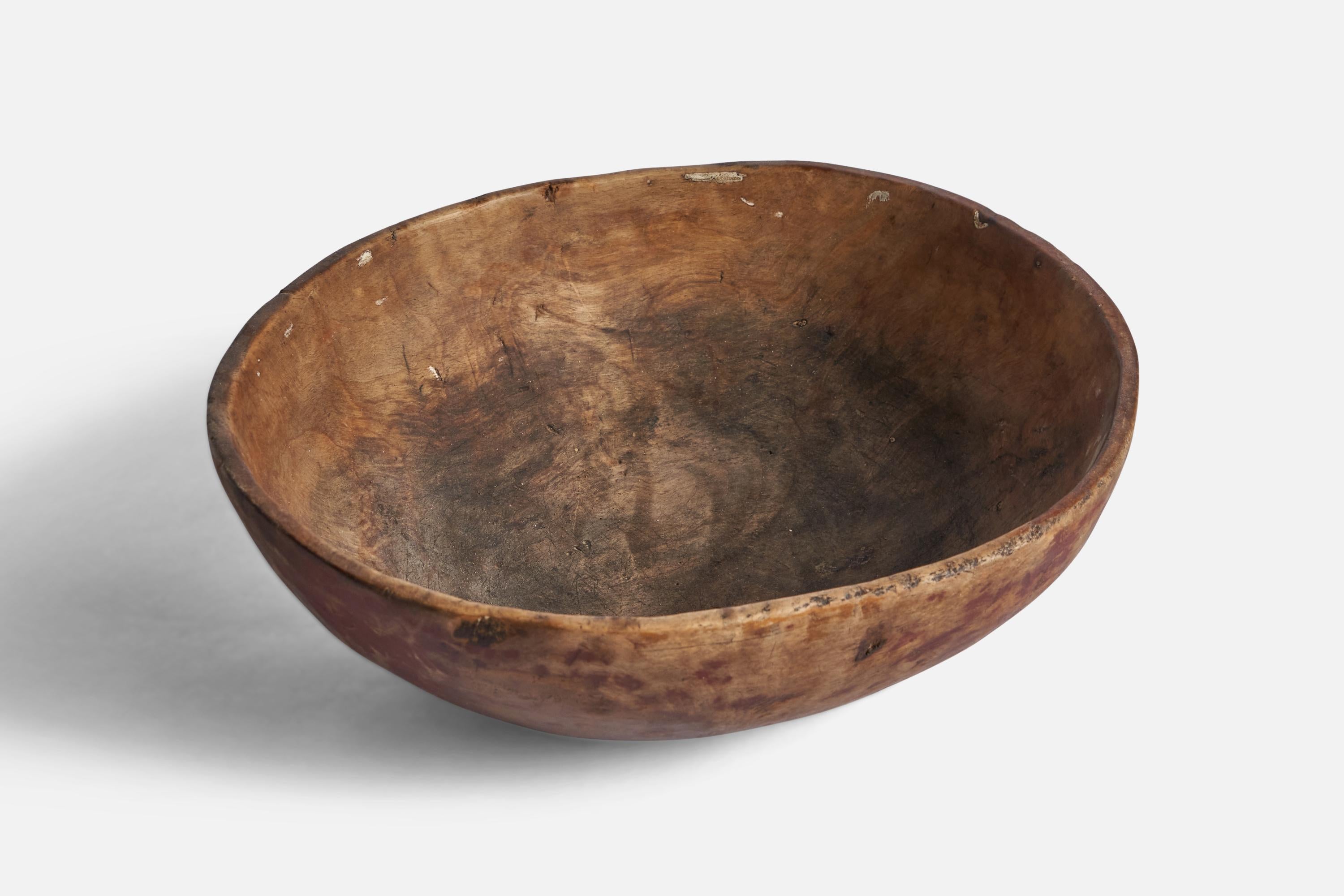 Folk Art Swedish Craft, Bowl, Wood, Sweden, 19th century For Sale
