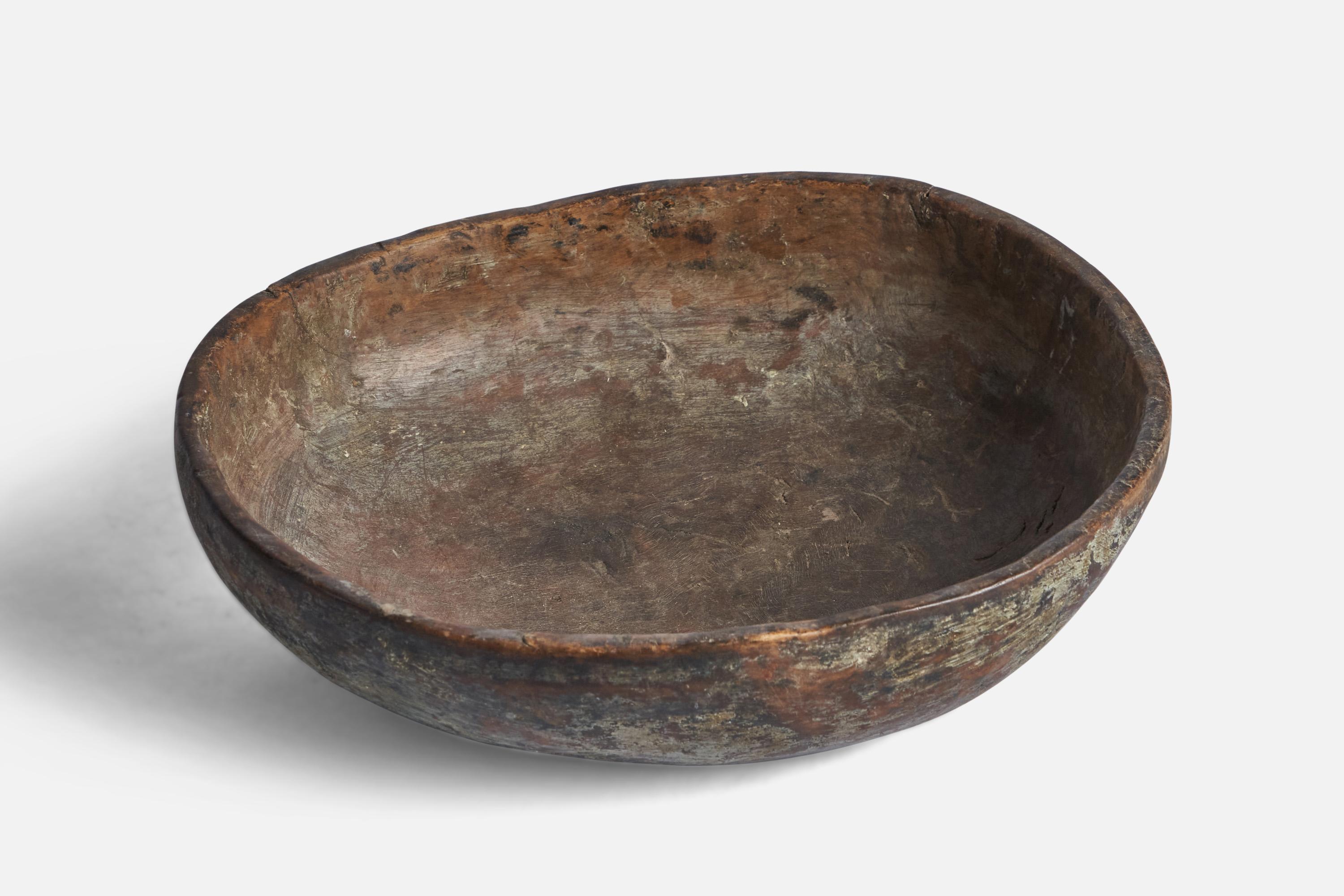 Folk Art Swedish Craft, Bowl, Wood, Sweden, 19th Century For Sale