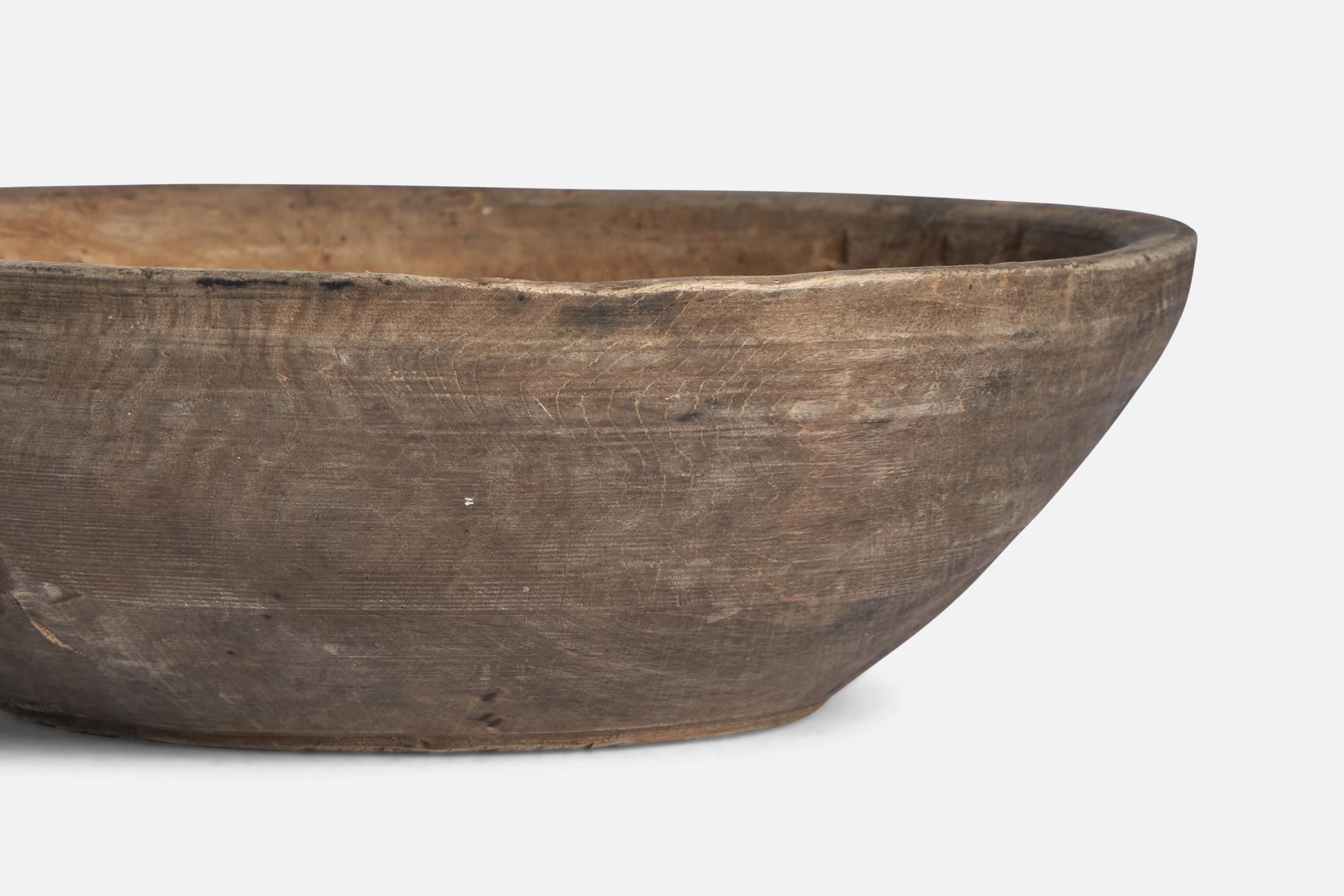 Swedish Craft, Bowl, Wood, Sweden, 19th Century In Distressed Condition For Sale In High Point, NC