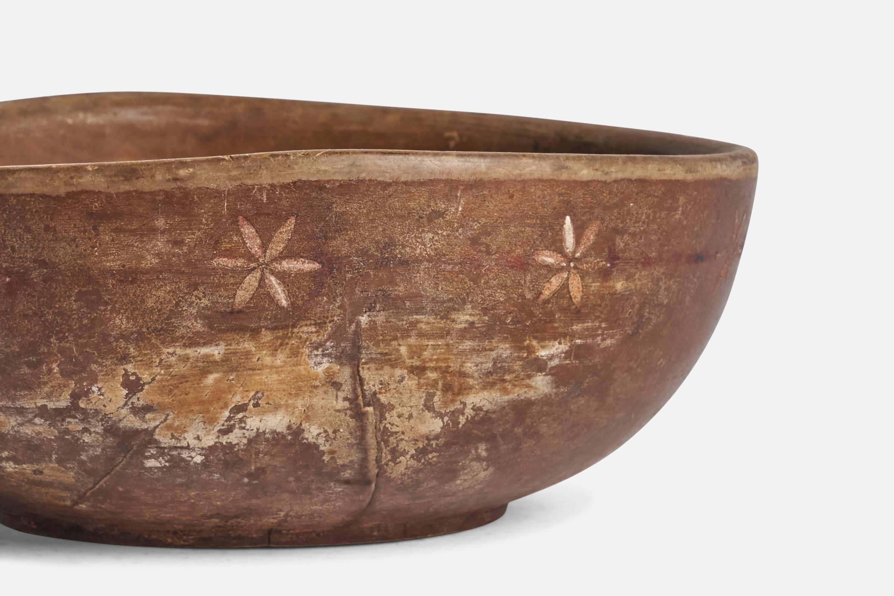 Swedish Craft, Bowl, Wood, Sweden, 19th Century In Fair Condition For Sale In High Point, NC