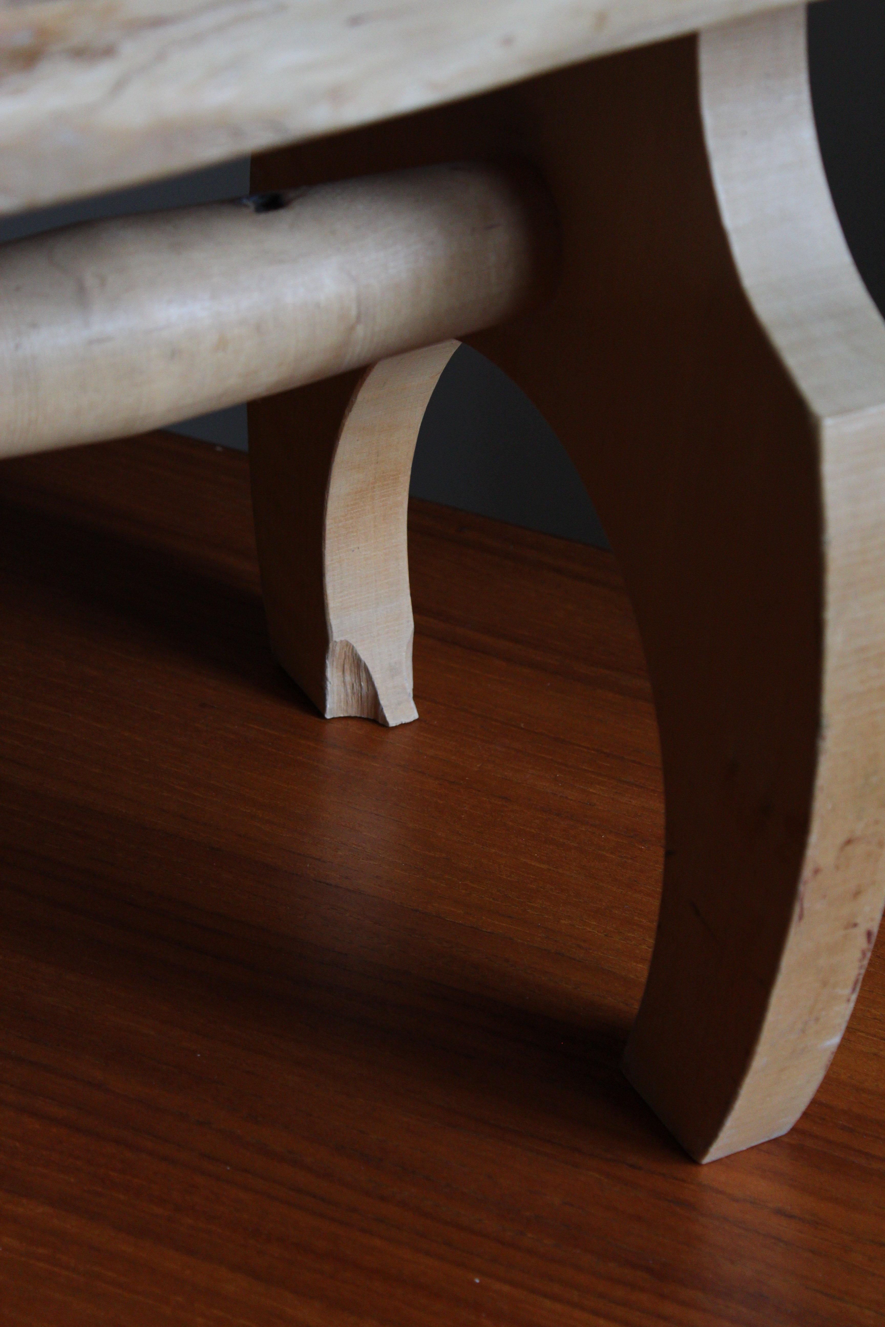 Swedish Craft, Freeform Stool or Side Table, Solid Light Wood, Sweden 1