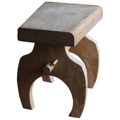 Swedish Craft, Freeform Stool or Side Table, Solid Light Wood, Sweden