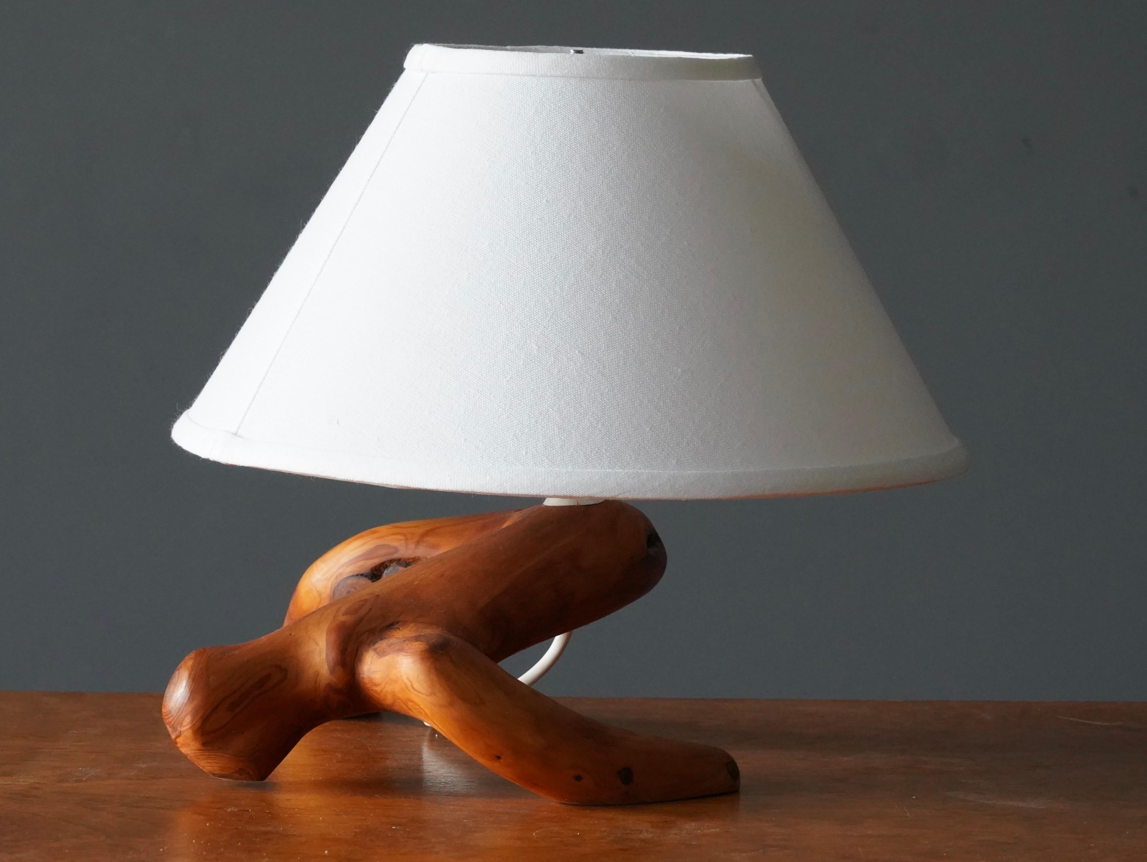 Swedish Craft, Freeform Table Lamp, Pine, Sweden, C. 1970s In Good Condition In High Point, NC