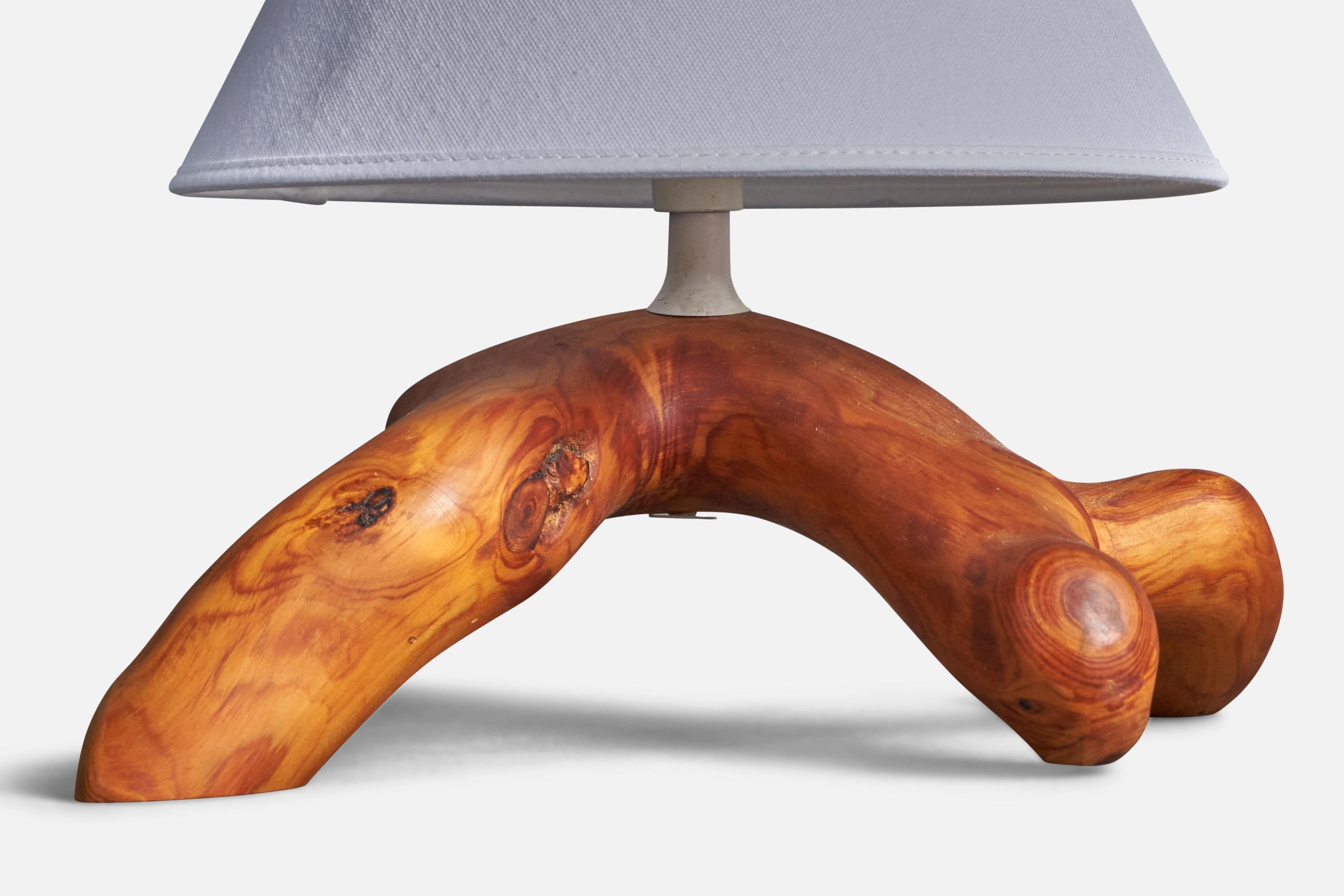 Late 20th Century Swedish Craft, Freeform Table Lamp, Pine, Sweden, C. 1970s For Sale