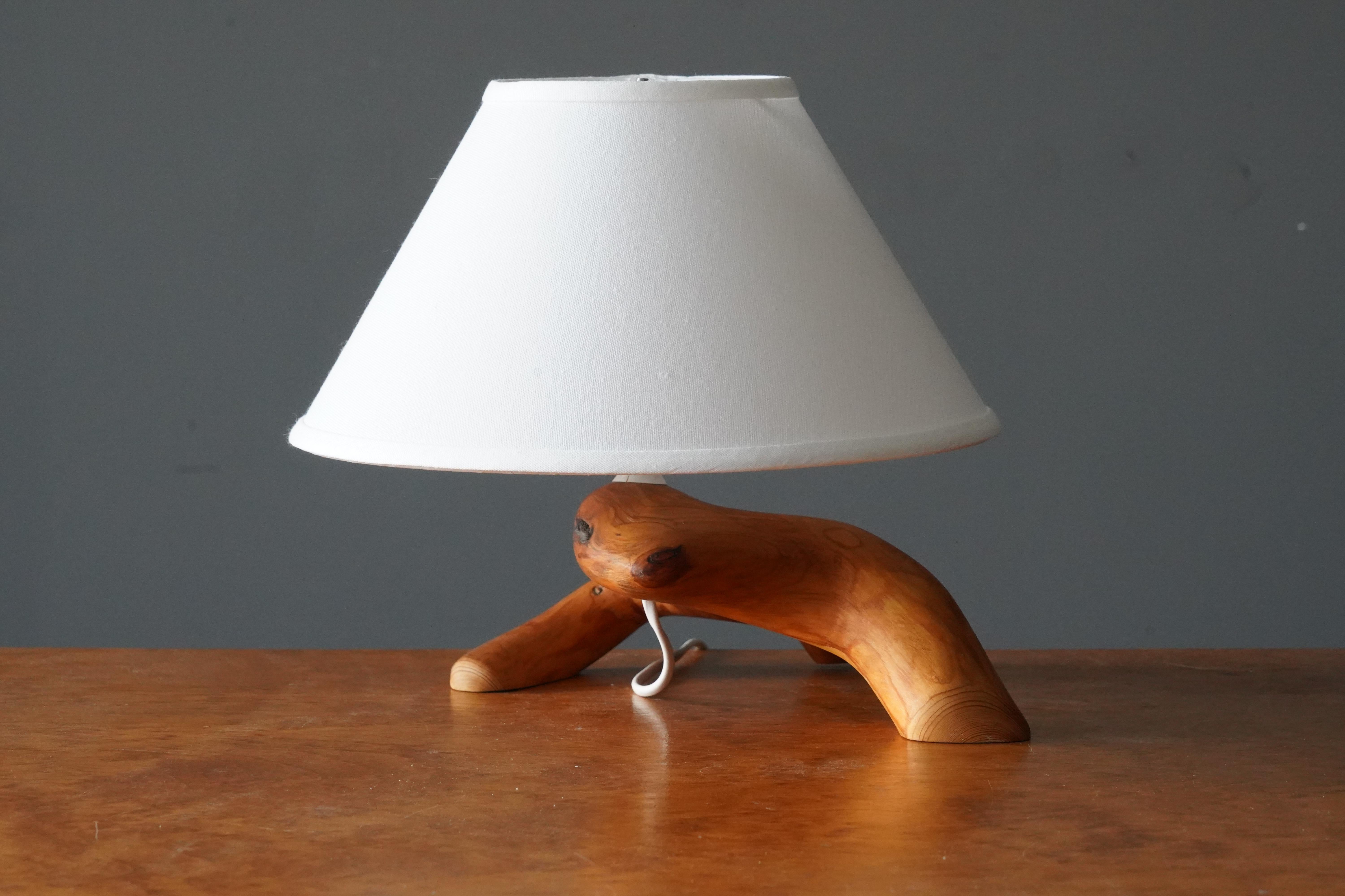 Swedish Craft, Freeform Table Lamp, Pine, Sweden, C. 1970s 1