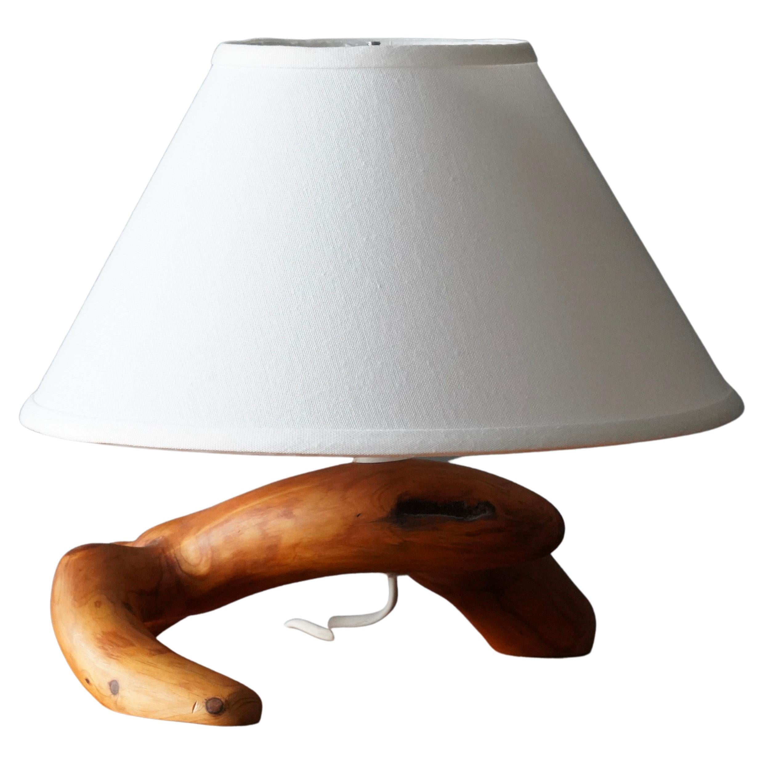 Swedish Craft, Freeform Table Lamp, Pine, Sweden, C. 1970s