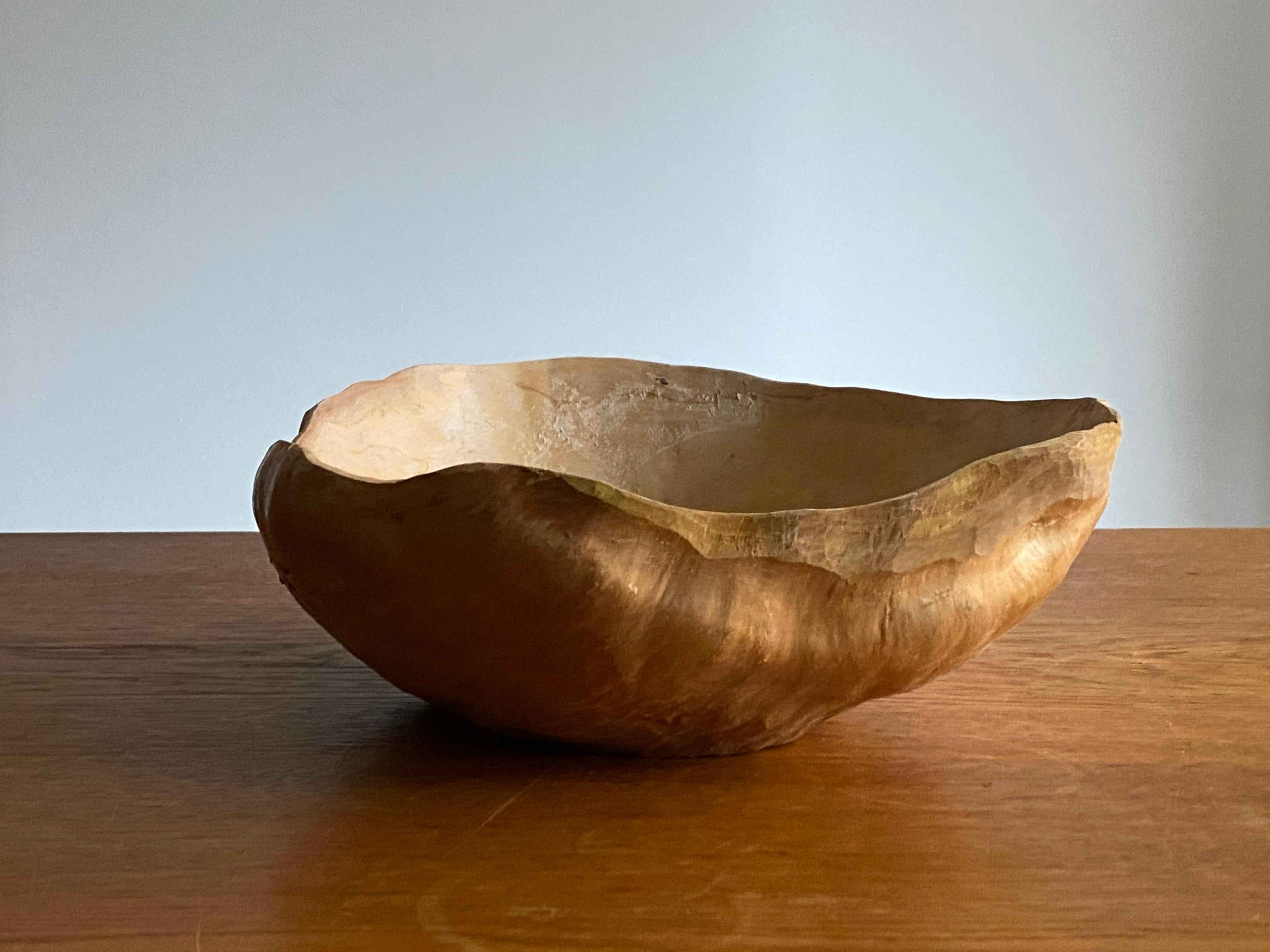 Mid-Century Modern Swedish Craft, Organic Burl Wood Bowl 