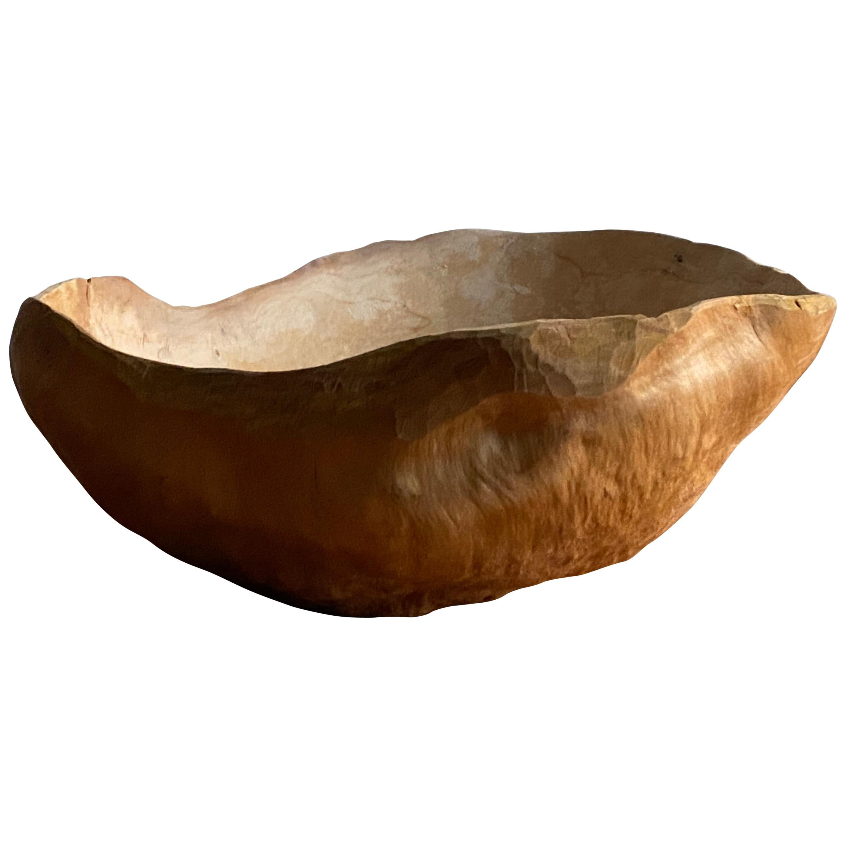 Swedish Craft, Organic Burl Wood Bowl "Vrilskål", Sweden Signed, Dated 1952
