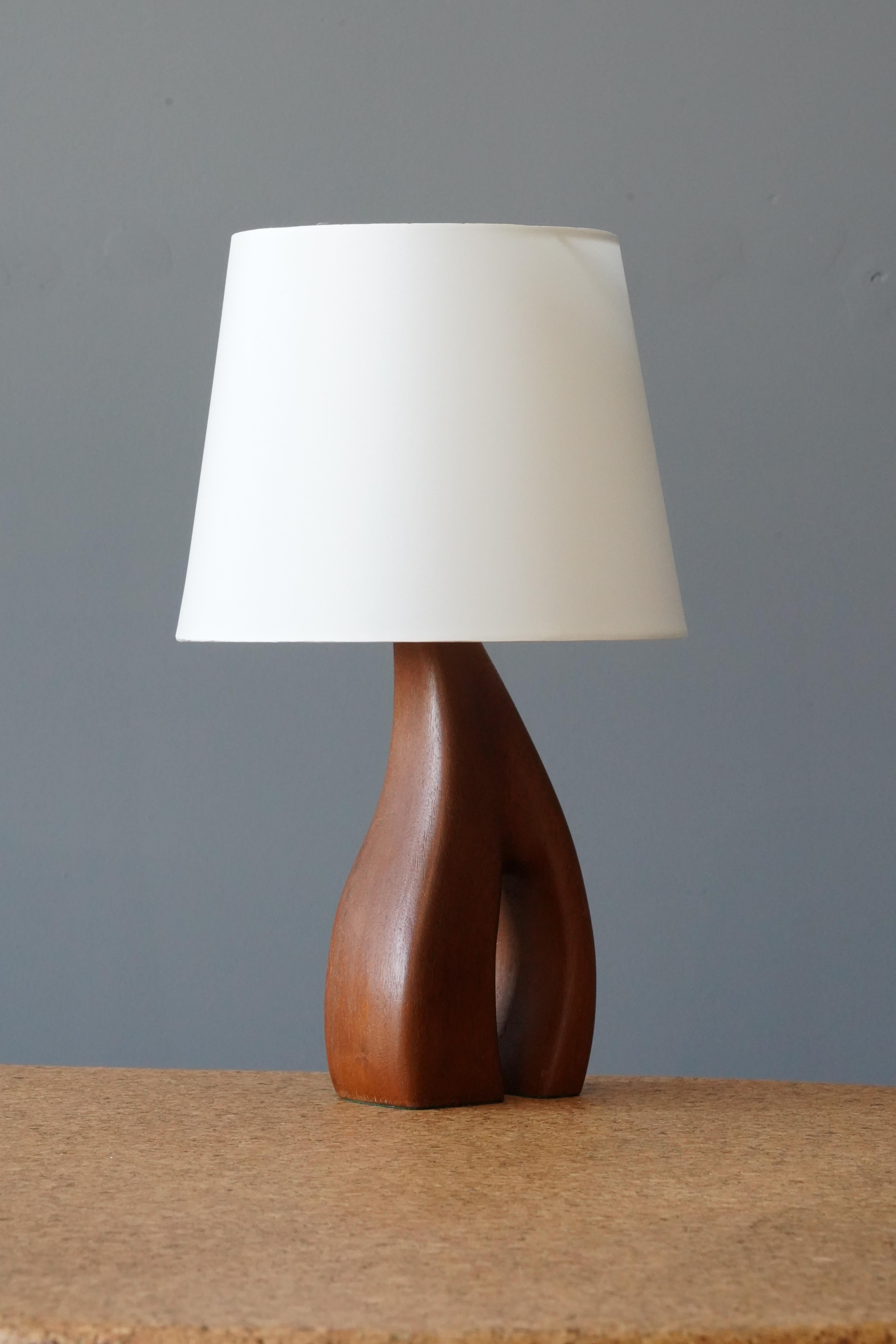 Swedish Craft, Organic Table Lamp, Teak, Sweden, 1960s In Good Condition In High Point, NC