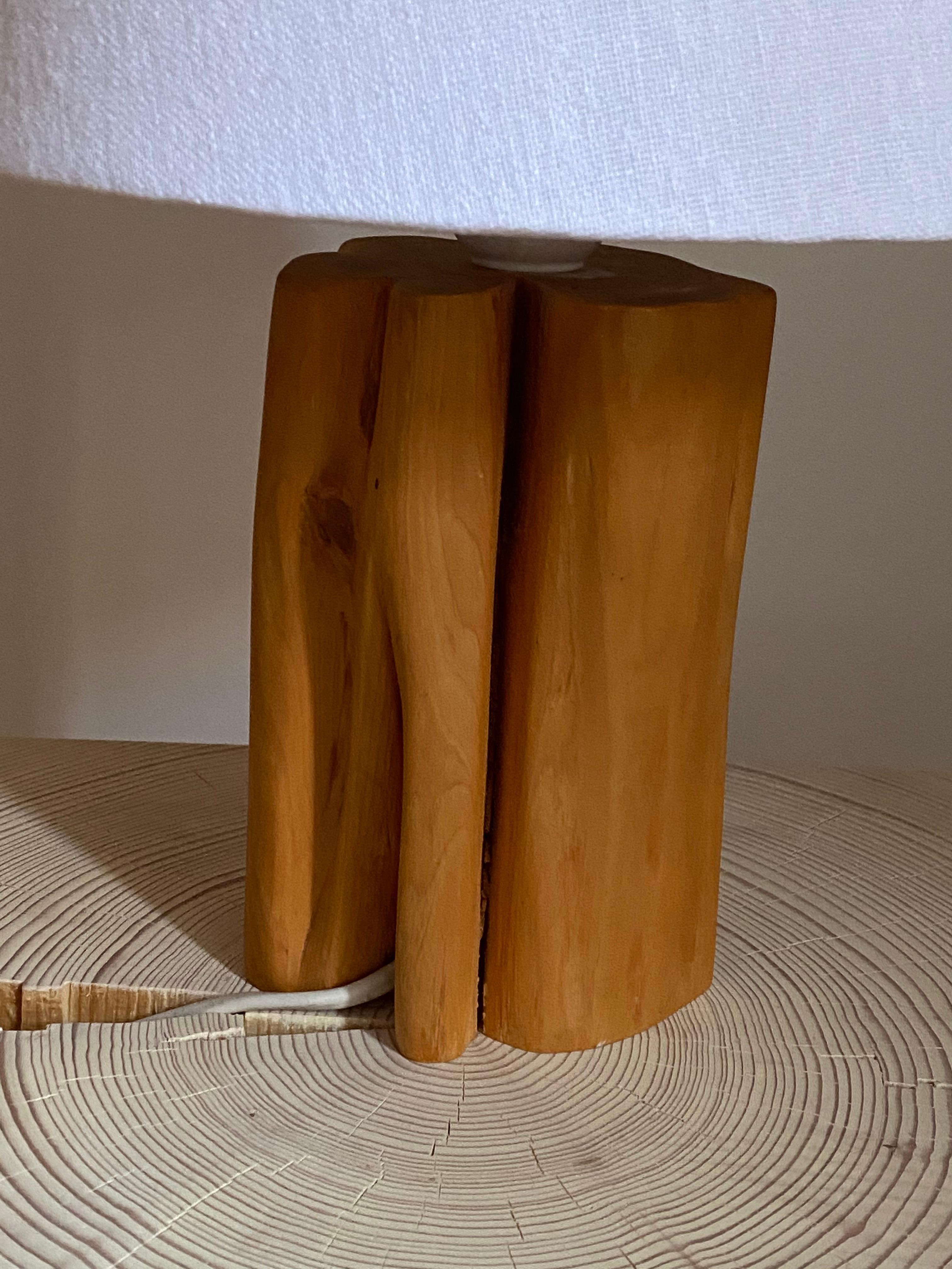 Modern Swedish Craft, Organic Table Lamp, Wood, Sweden, Signed and Dated 1971