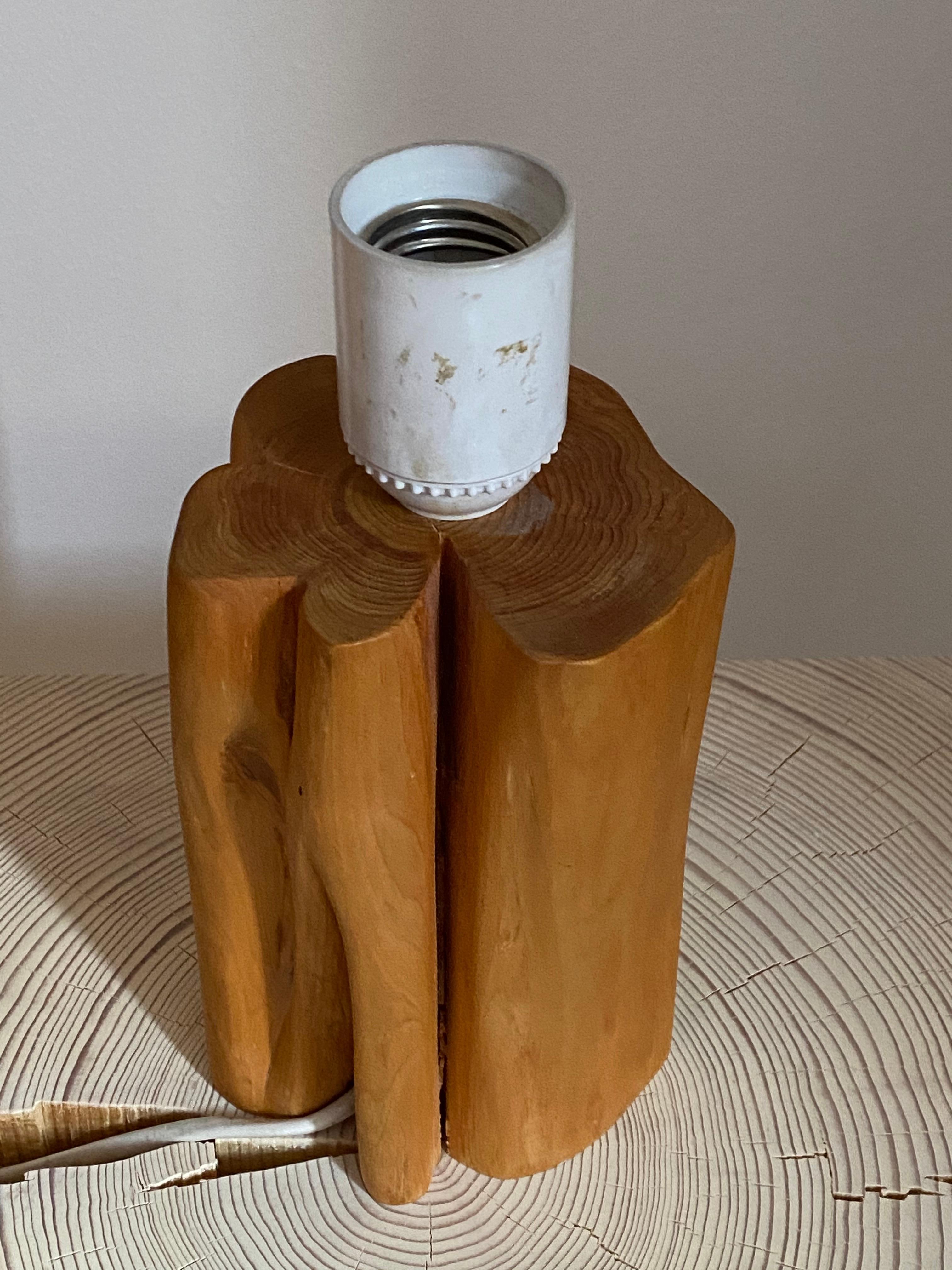 Swedish Craft, Organic Table Lamp, Wood, Sweden, Signed and Dated 1971 In Good Condition In High Point, NC