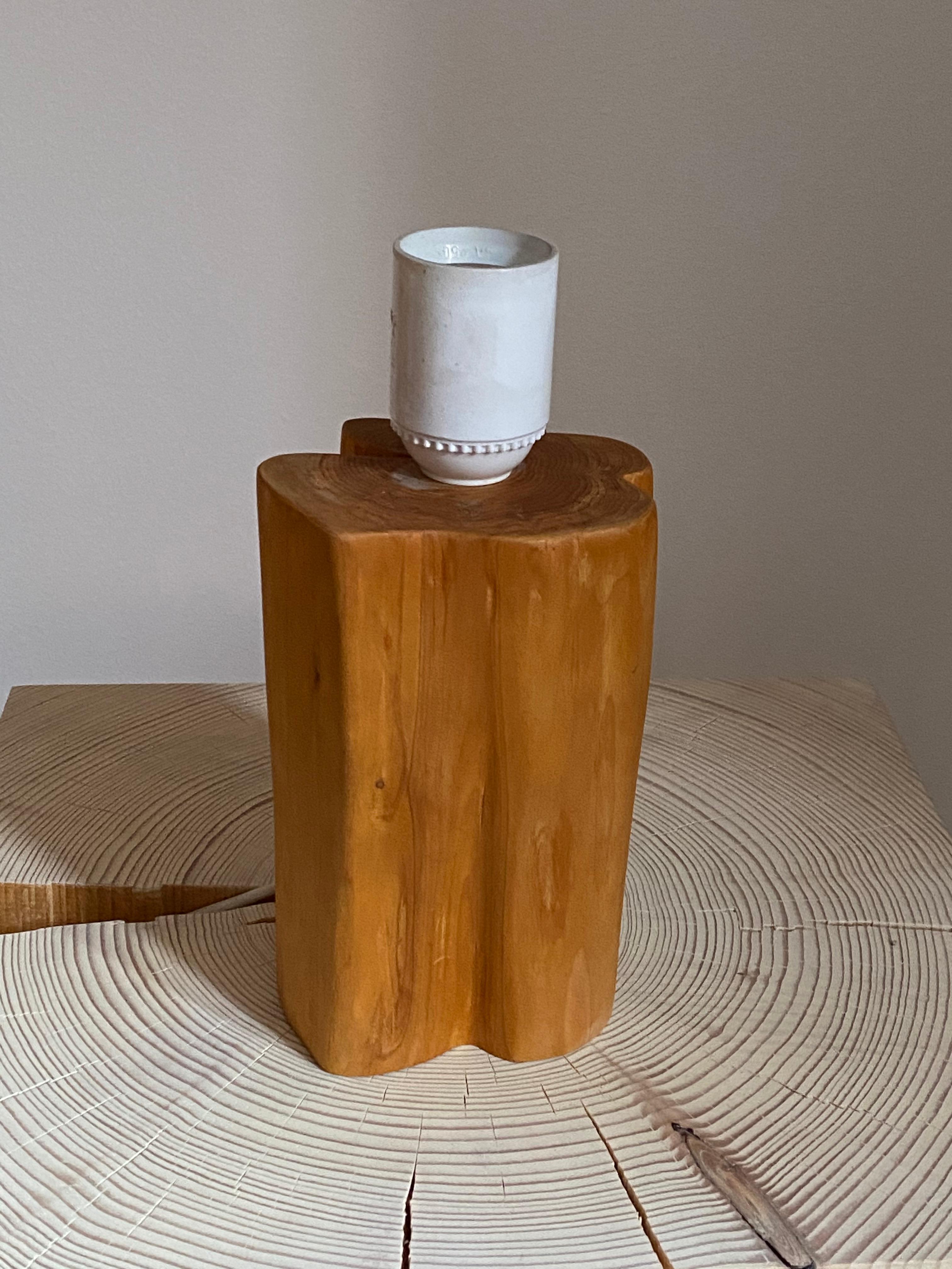 Late 20th Century Swedish Craft, Organic Table Lamp, Wood, Sweden, Signed and Dated 1971