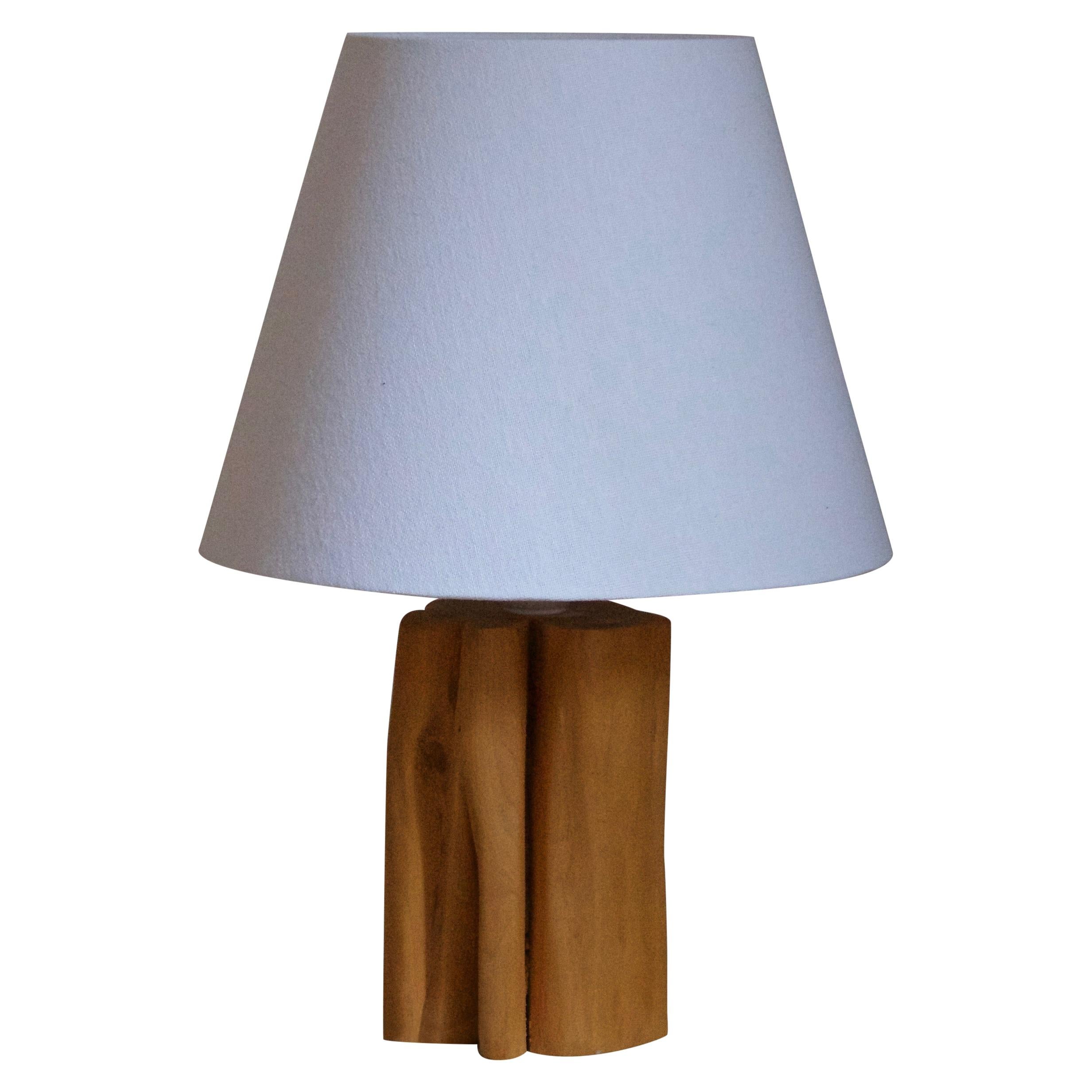 Swedish Craft, Organic Table Lamp, Wood, Sweden, Signed and Dated 1971