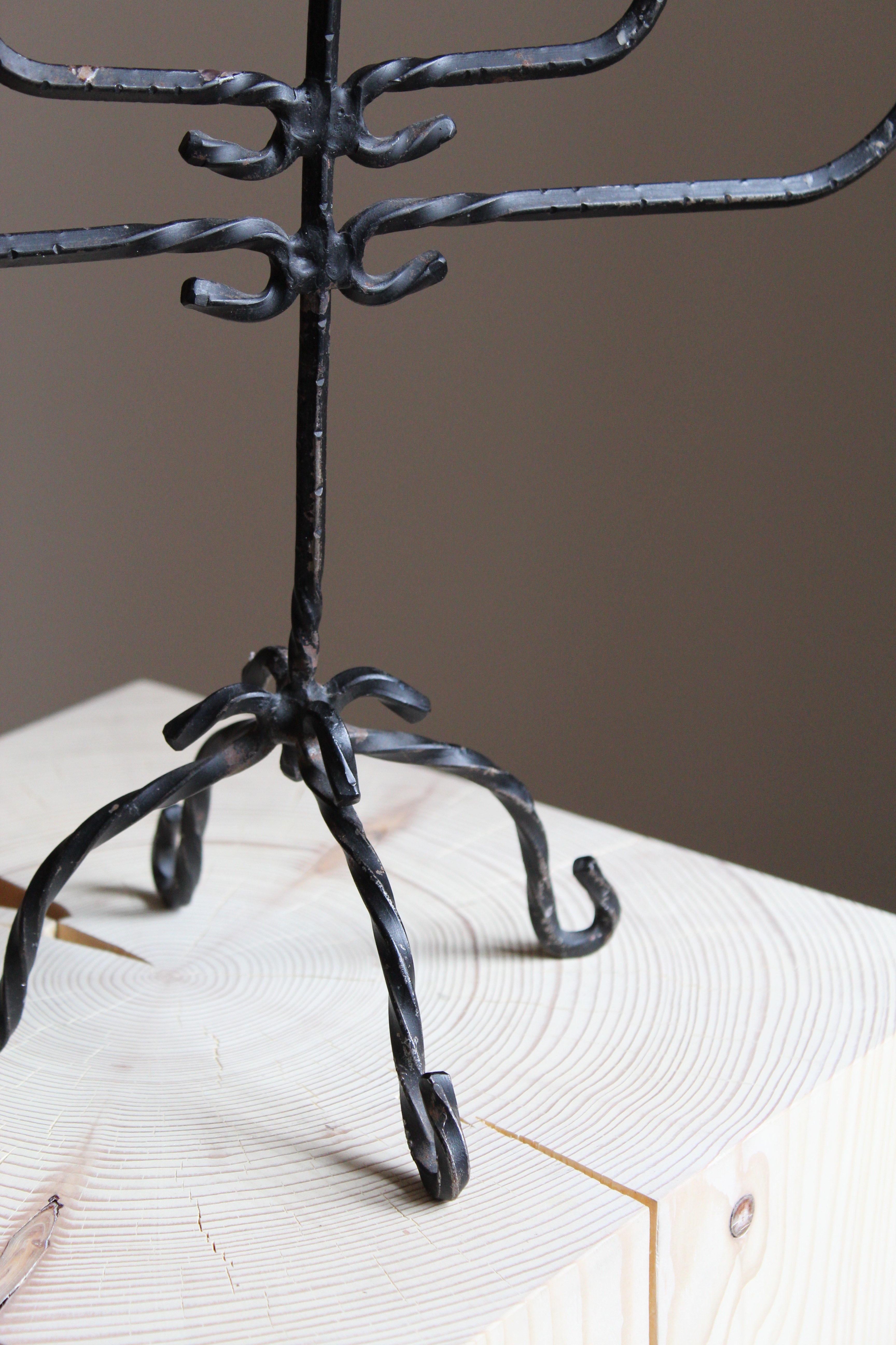 Mid-20th Century Swedish Craft, Wrought Iron Sculptural Candelabra, Sweden, circa 1960s