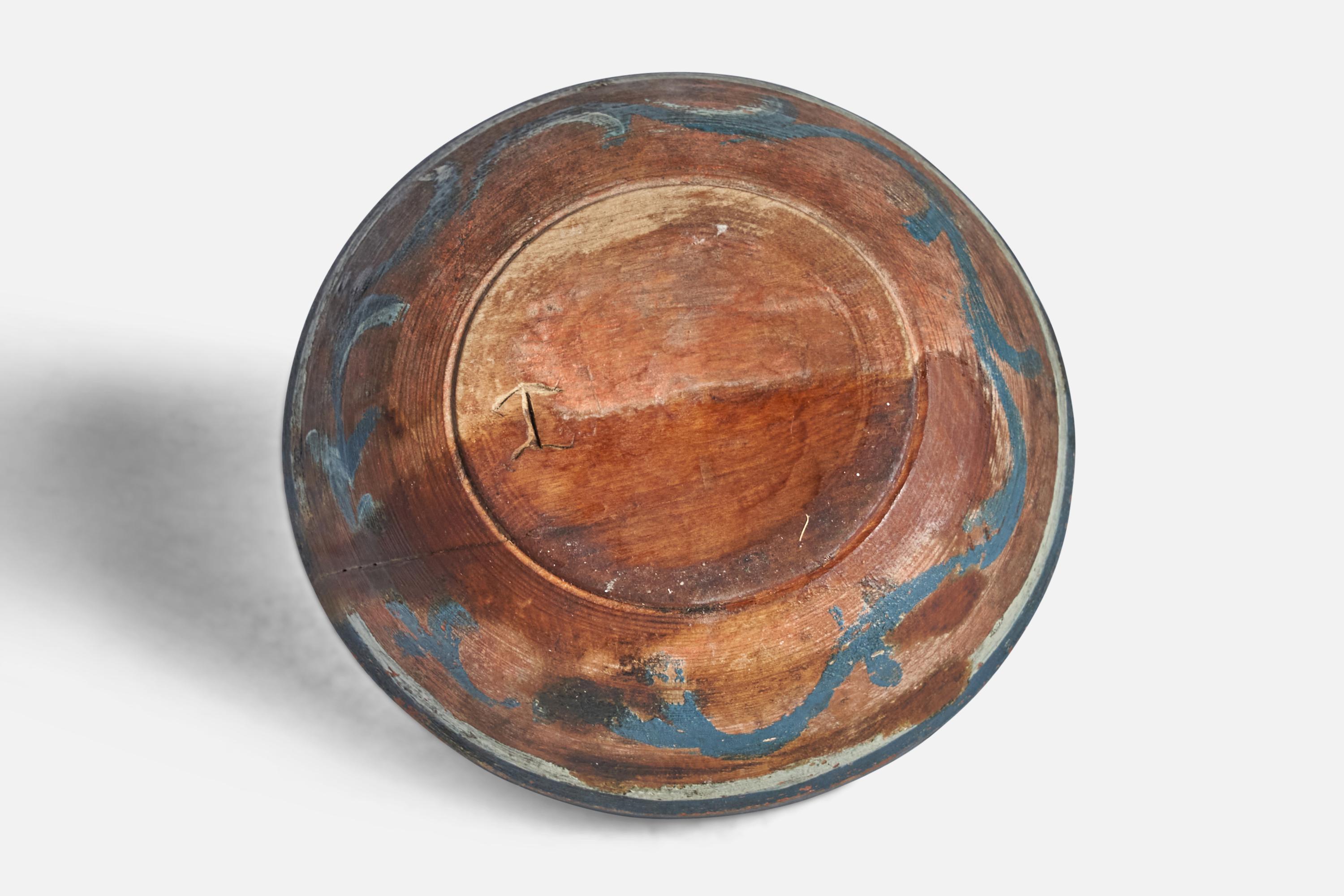 Swedish Craft, Small Bowl, Painted Wood, Sweden, 19th Century For Sale 2