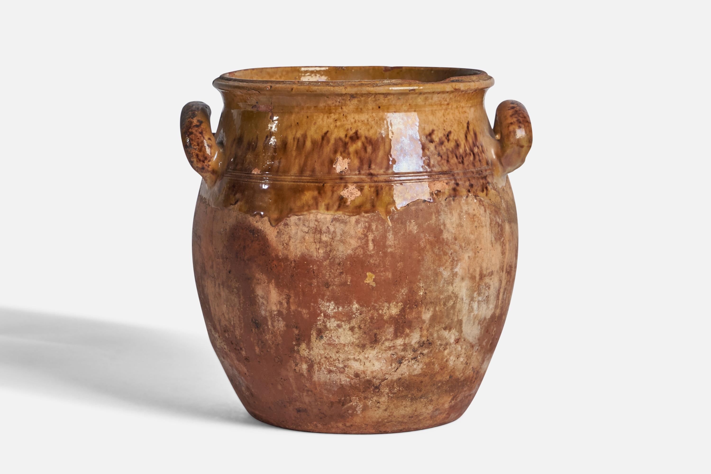 Vase en faïence à vernis jaune, conçu et produit en Suède, C.C.