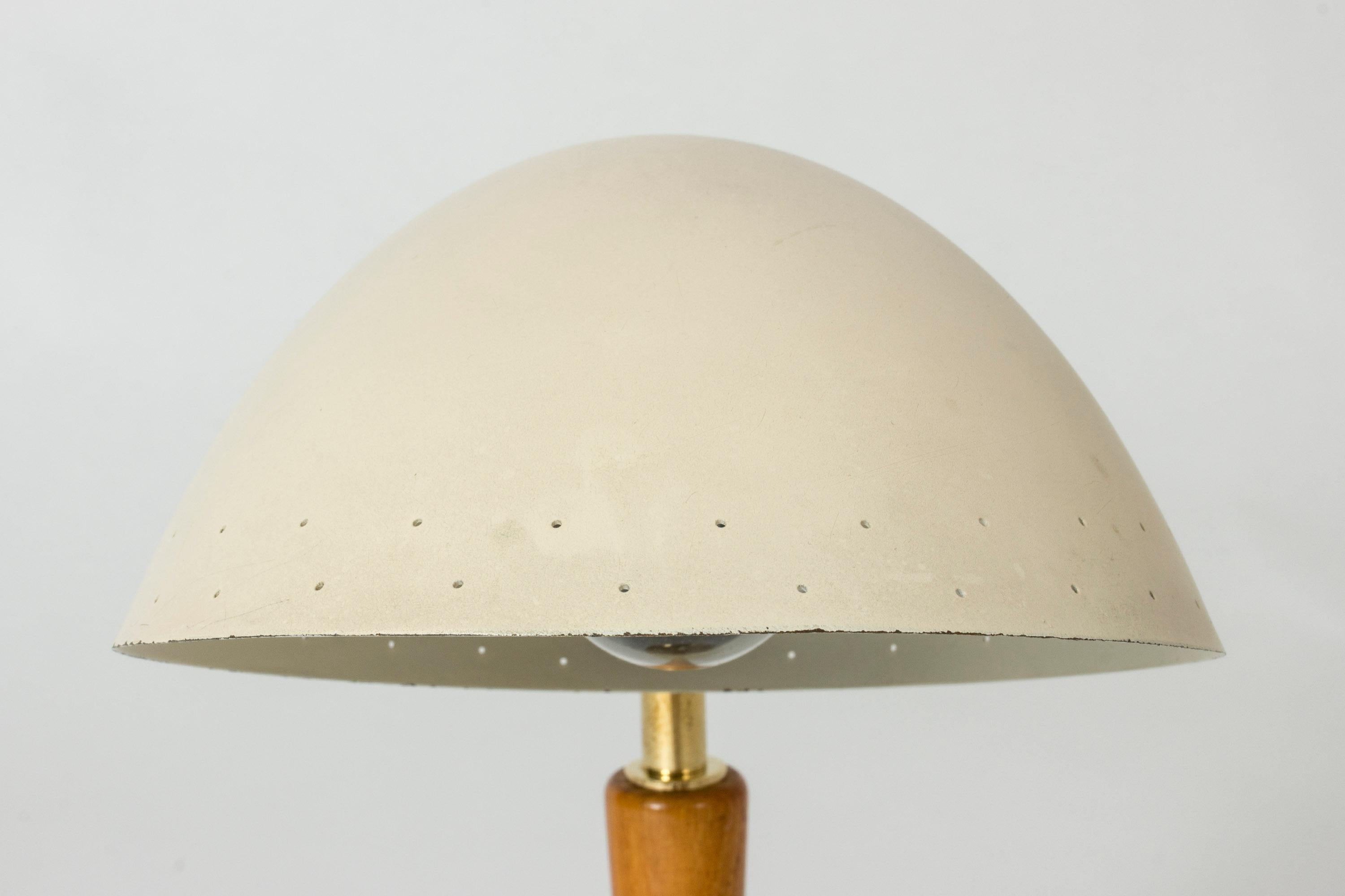 Swedish Cream Colored Pierced Brass and Wood Table Lamp from Böhlmarks 1