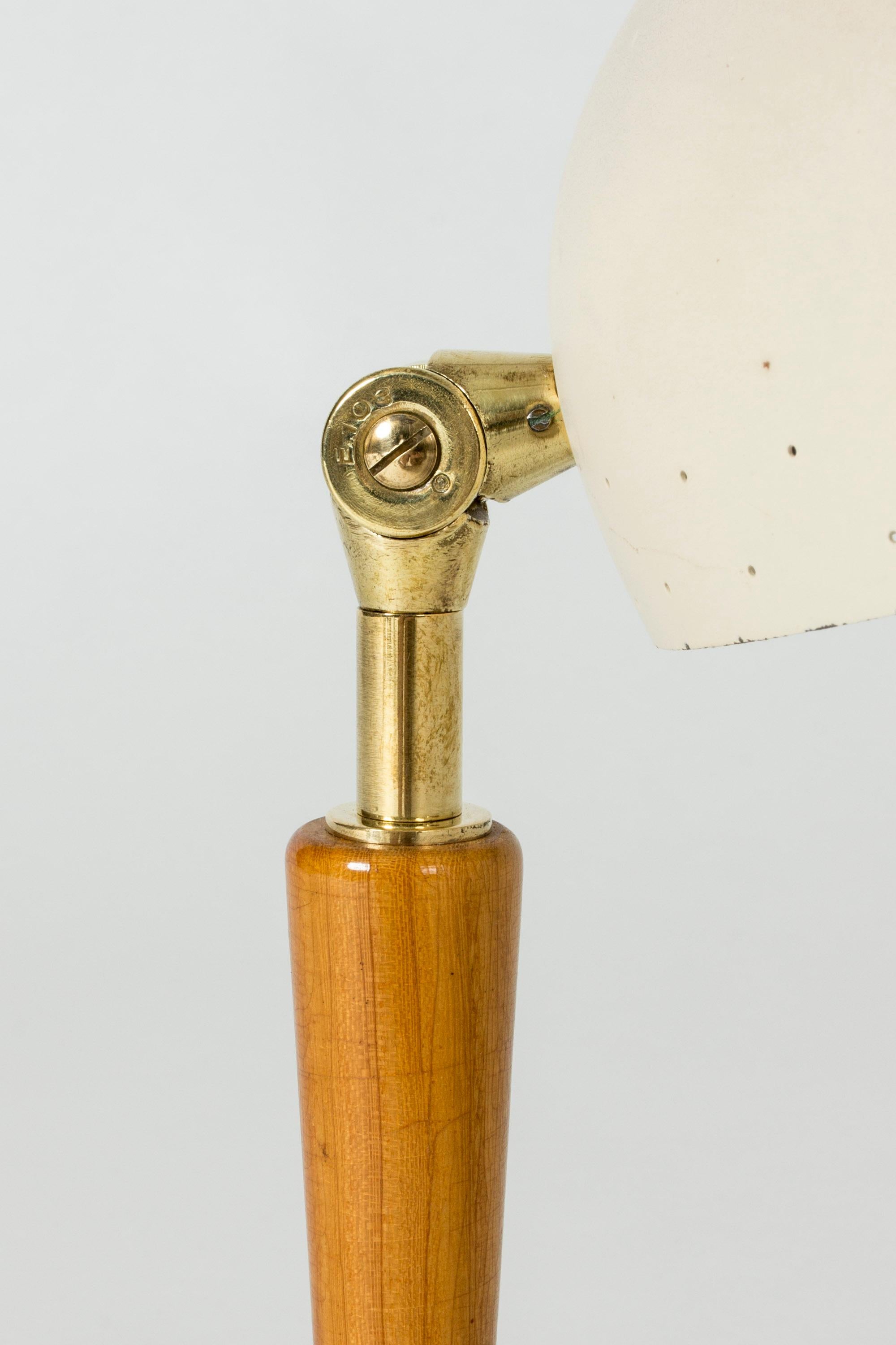 Swedish Cream Colored Pierced Brass and Wood Table Lamp from Böhlmarks 2