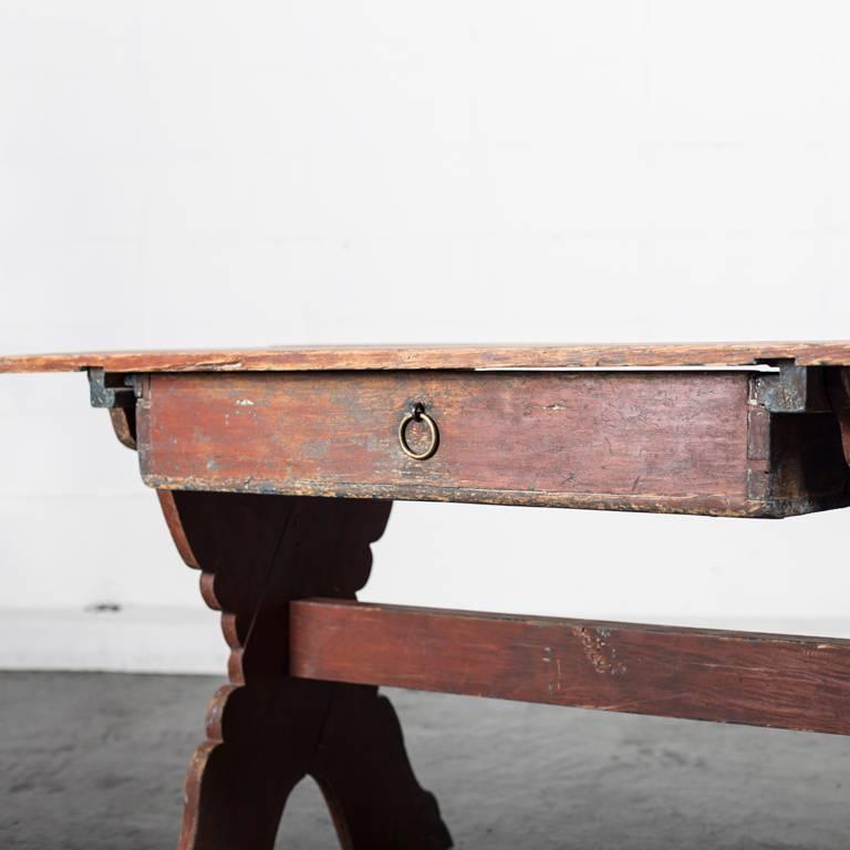 Gustavian Swedish Cross Leg Desk with a Drawer