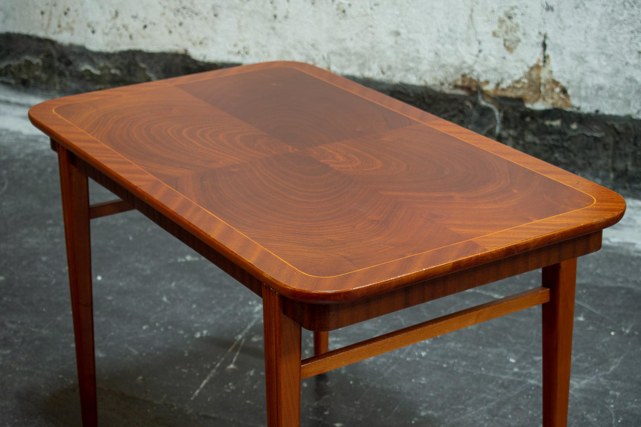 Mid-20th Century Swedish Crotch Mahogany Mid-Century Modern End Table For Sale