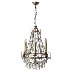 Swedish Crystal Chandelier, 6-Light Gustavian Style  Two Available Individually