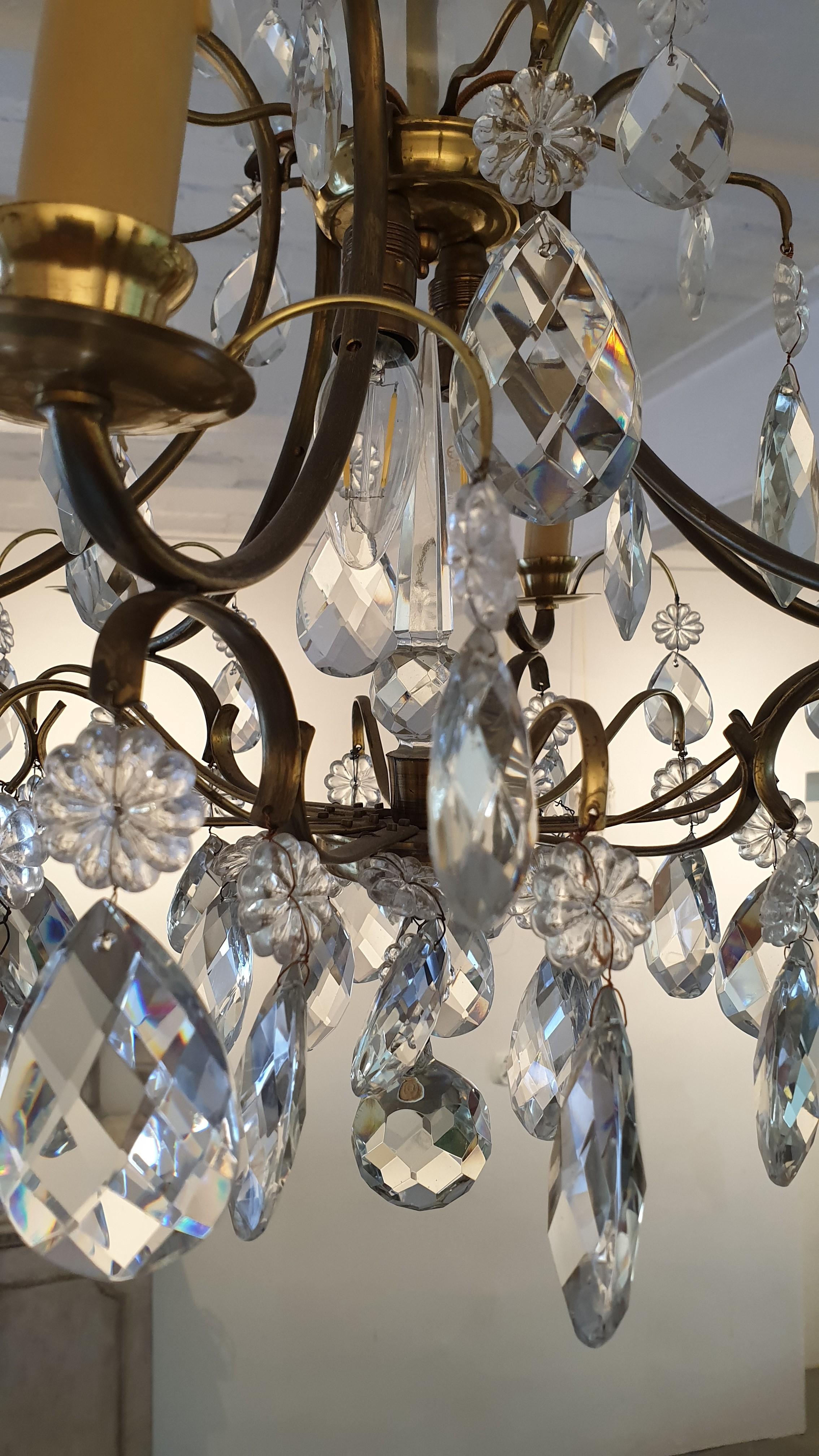 Swedish Crystal Chandelier, Early 20th Century For Sale 1