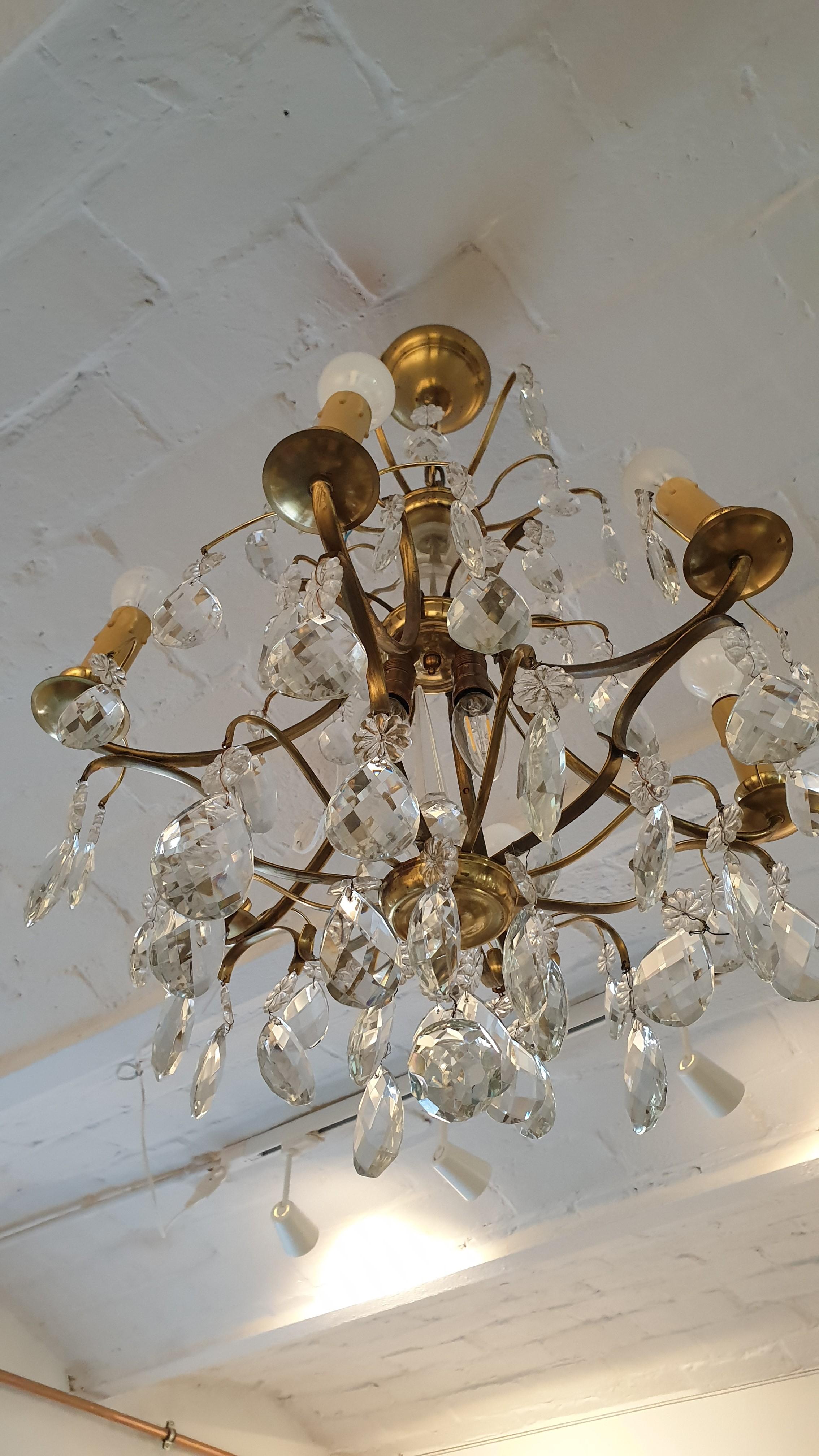 Swedish Crystal Chandelier, Early 20th Century For Sale 2