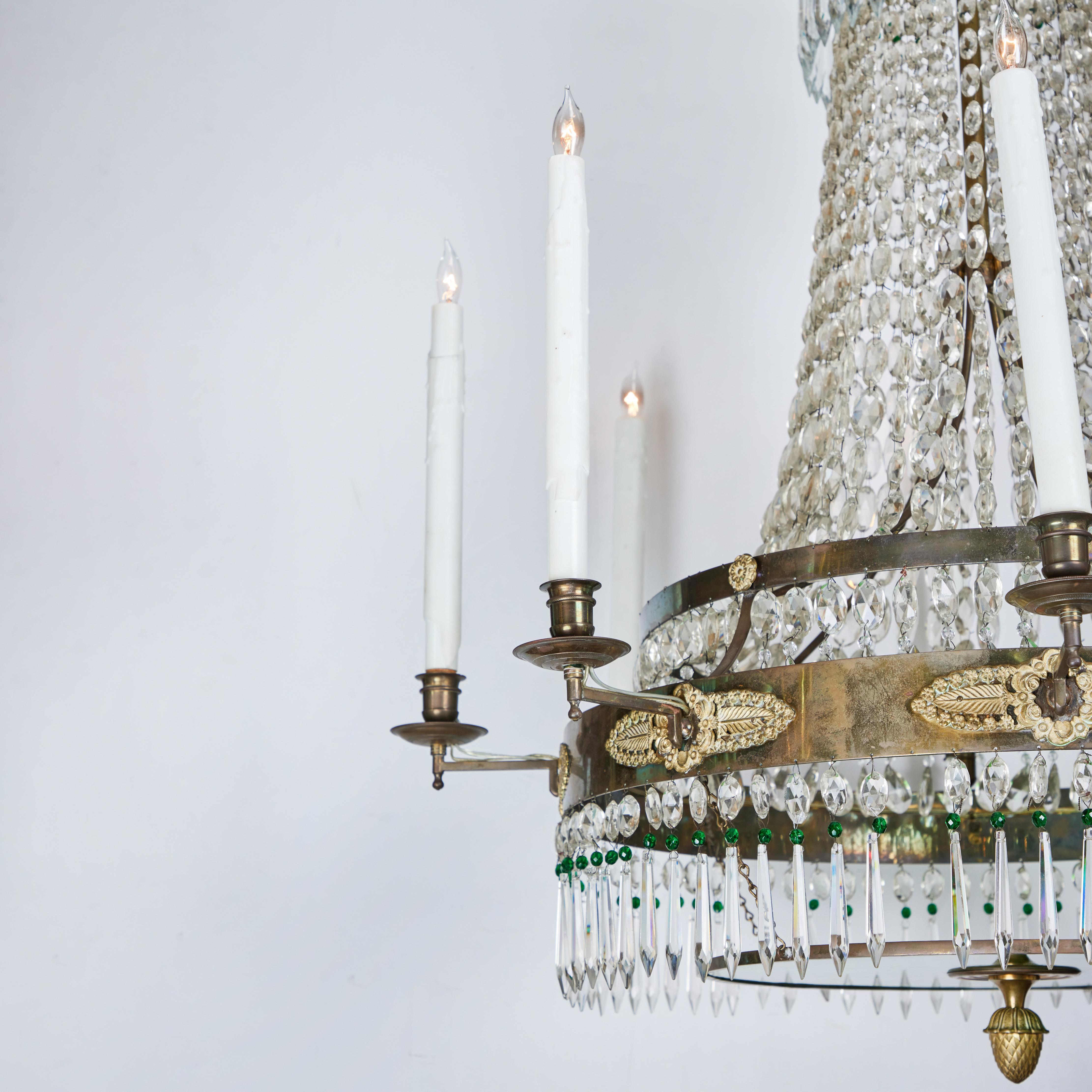 Swedish Crystal Chandelier In Good Condition For Sale In Newport Beach, CA
