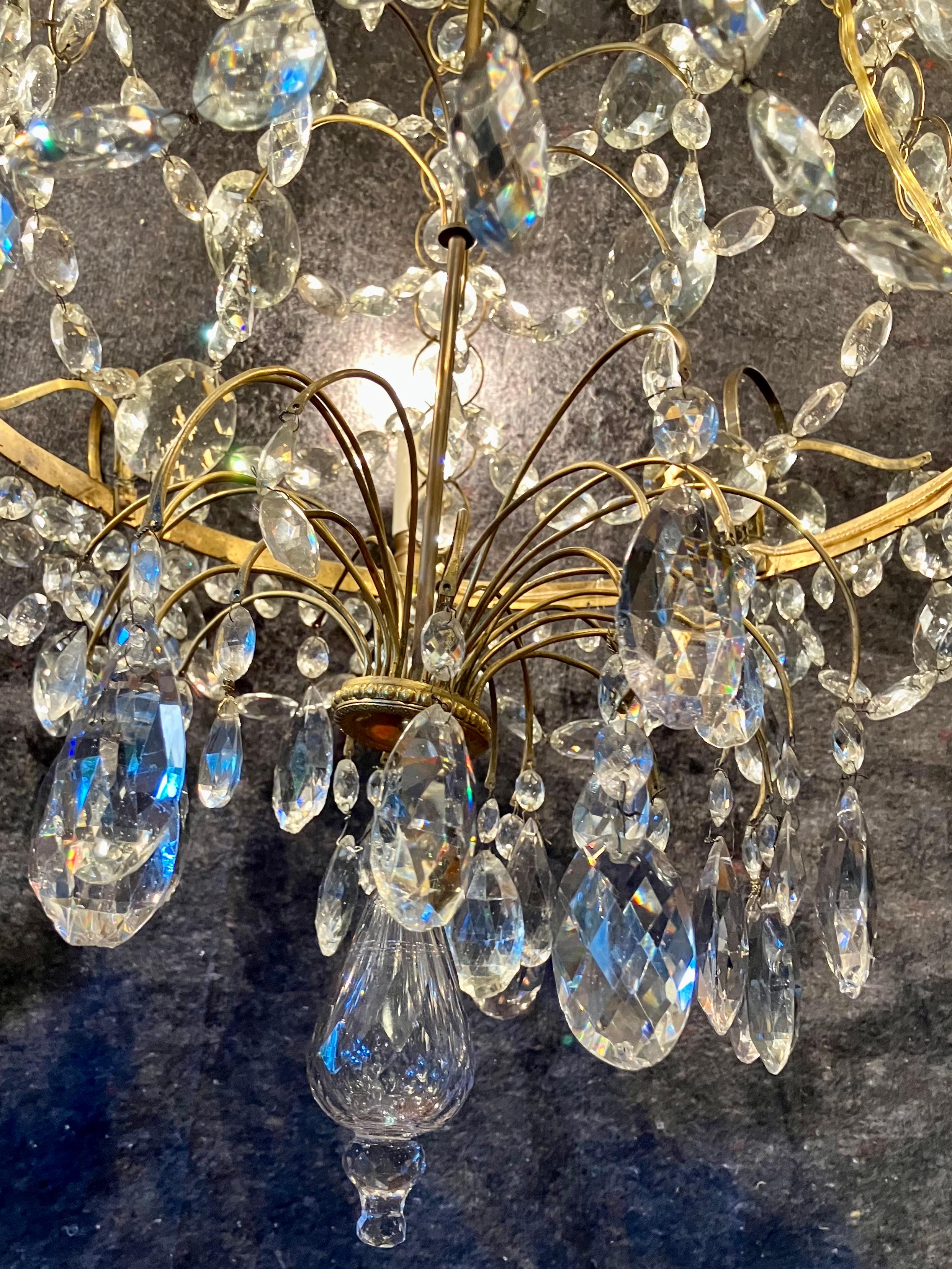 19th Century Swedish Crystal Chandelier For Sale