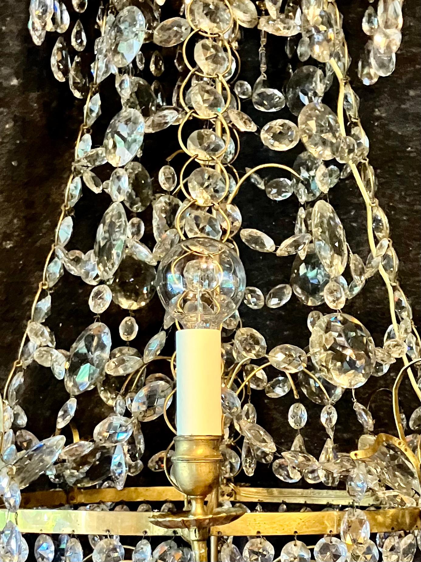 Swedish Crystal Chandelier In Good Condition For Sale In New York, NY