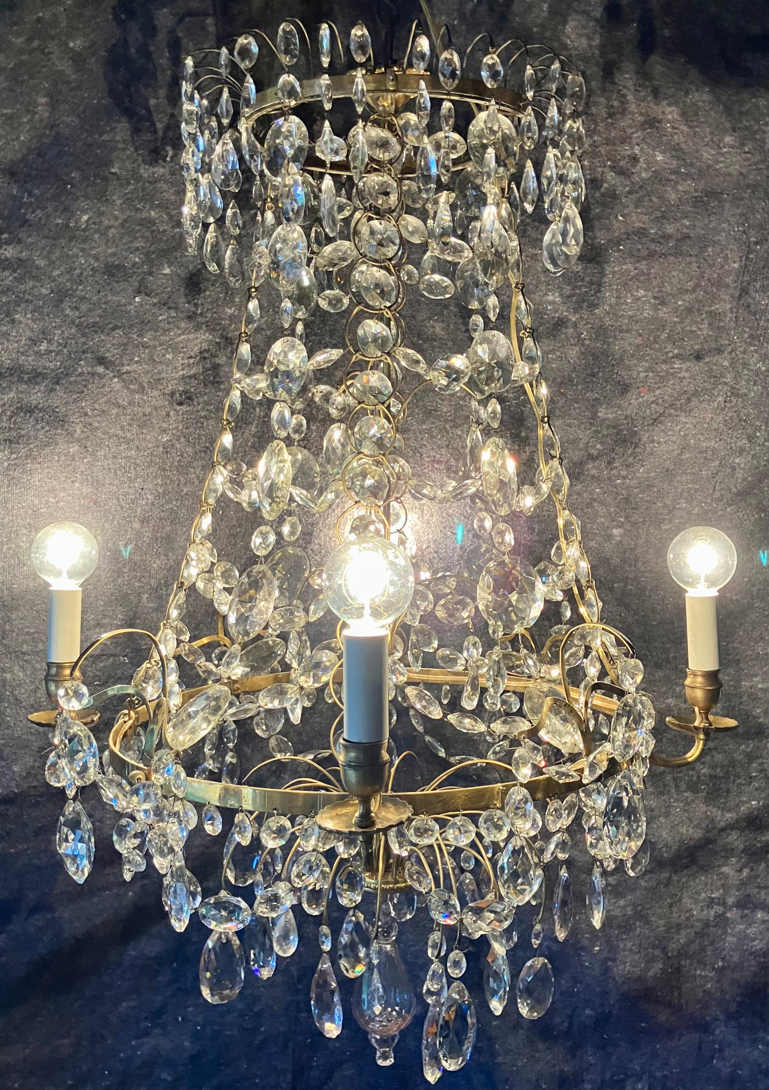 Swedish Crystal Chandelier For Sale 1