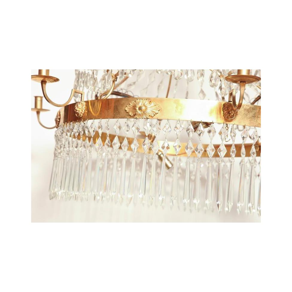 19th Century Swedish Crystal Chandelier For Sale