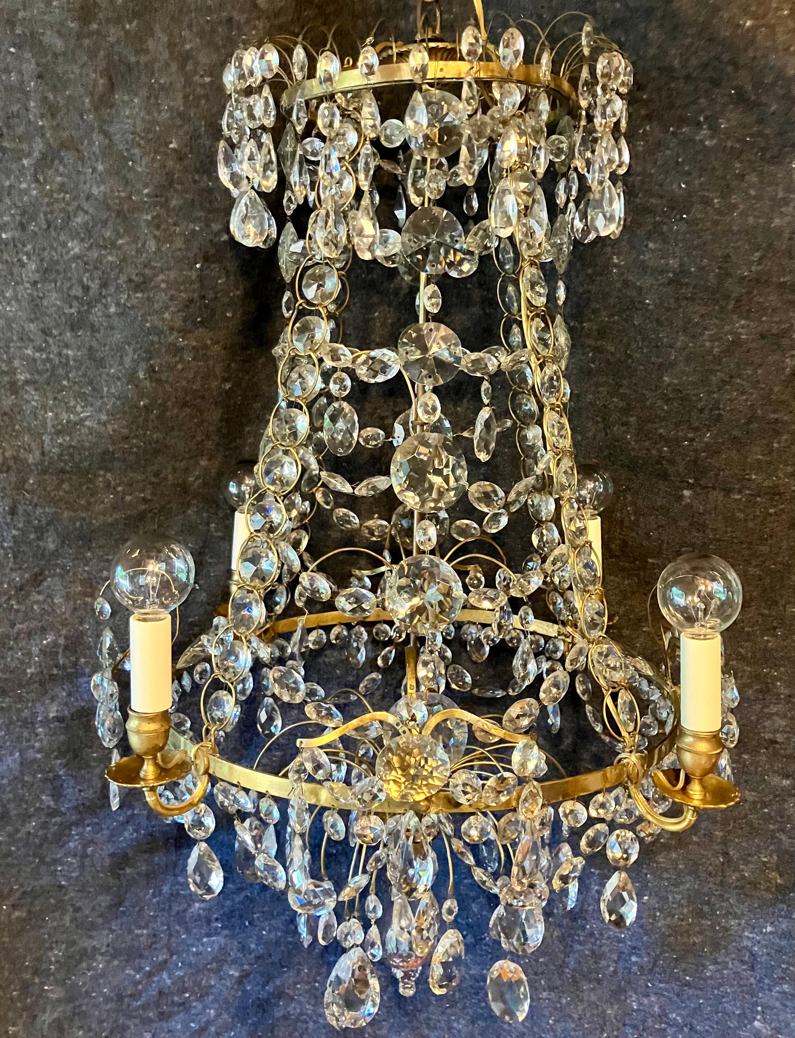 Swedish Crystal Chandelier For Sale 4