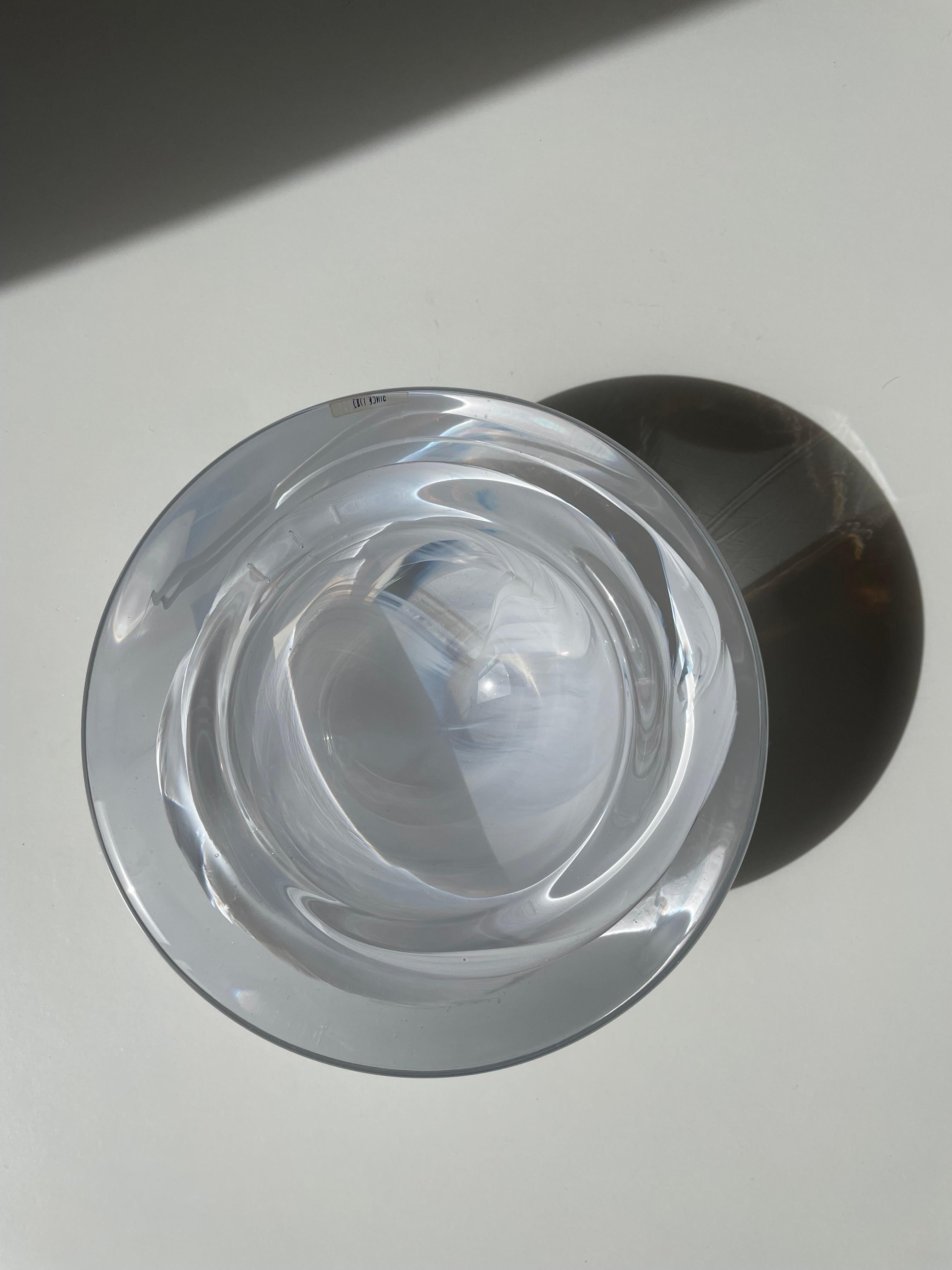 Kosta Boda Swedish Art Glass White Swirl Bowl, 1980s For Sale 10
