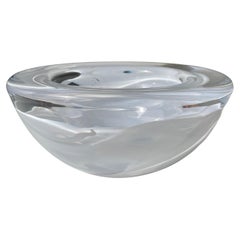 Vintage Kosta Boda Swedish Art Glass White Swirl Bowl, 1980s