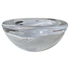 Kosta Boda Swedish Art Glass White Swirl Bowl, 1980s