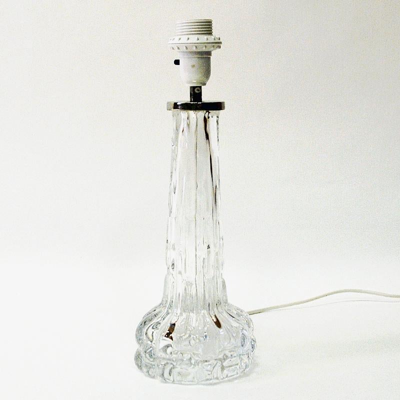 Swedish Crystal Glass Table Lamp by Carl Fagerlund for Orrefors 1950s In Good Condition In Stockholm, SE