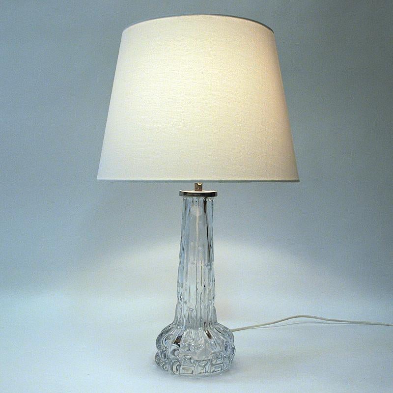 Mid-20th Century Swedish Crystal Glass Table Lamp by Carl Fagerlund for Orrefors 1950s