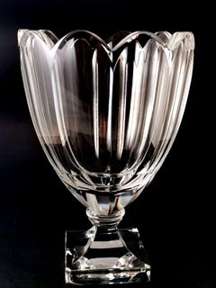 Swedish Crystal Tulip Vase With Square Base