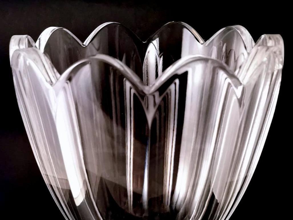 Swedish Crystal Tulip Vase With Square Base For Sale 2