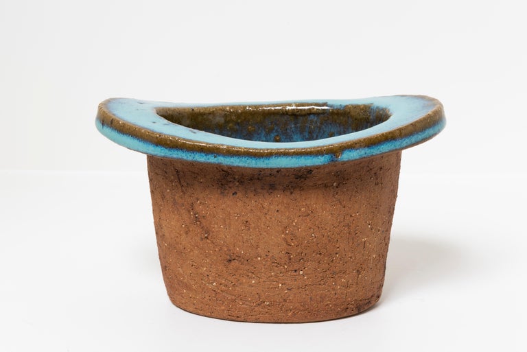 Brutalist Swedish Curt M Addin Semi Glazed Stoneware Vase, 1970's